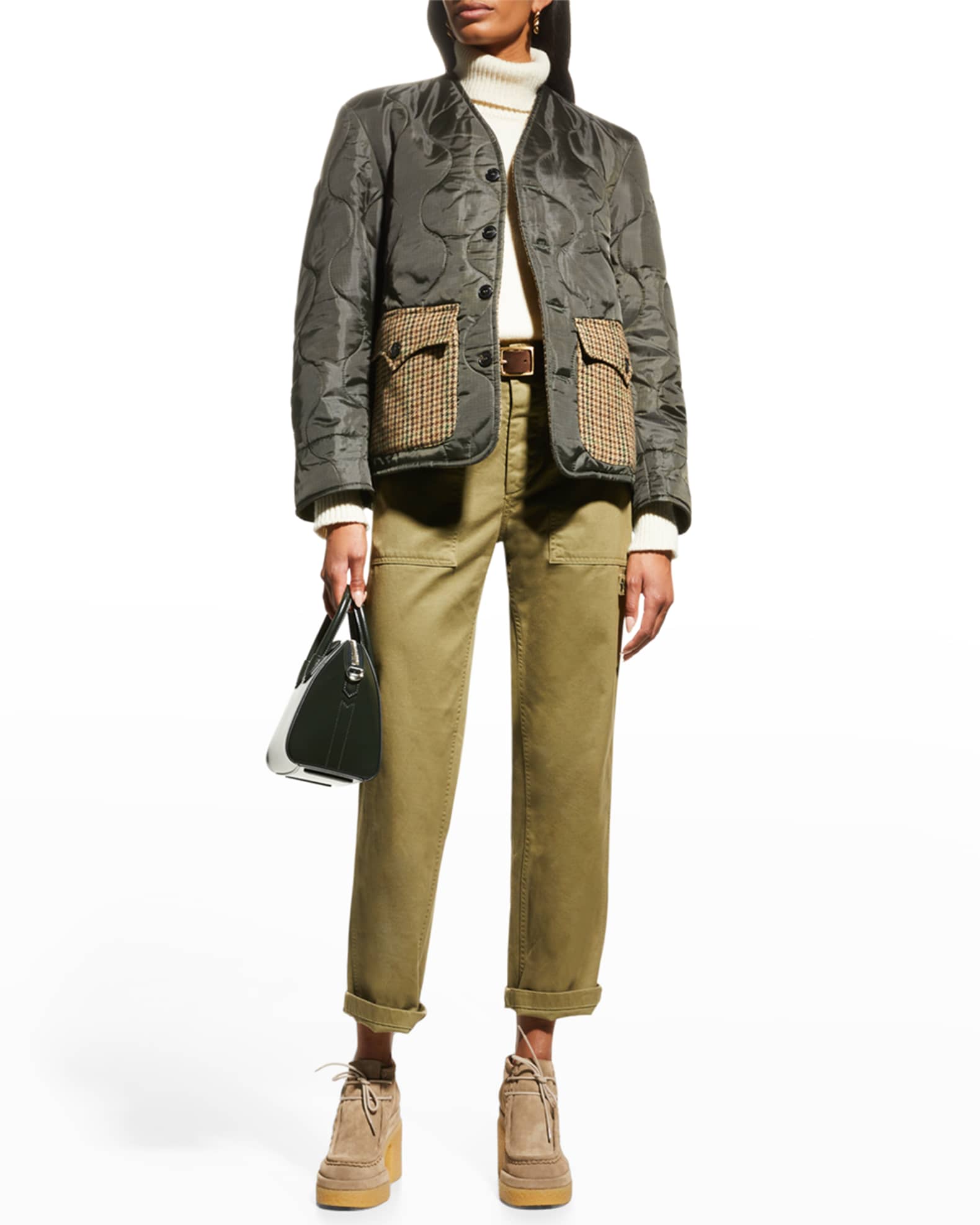 FORTELA Quilted Mixed Media Jacket Neiman Marcus