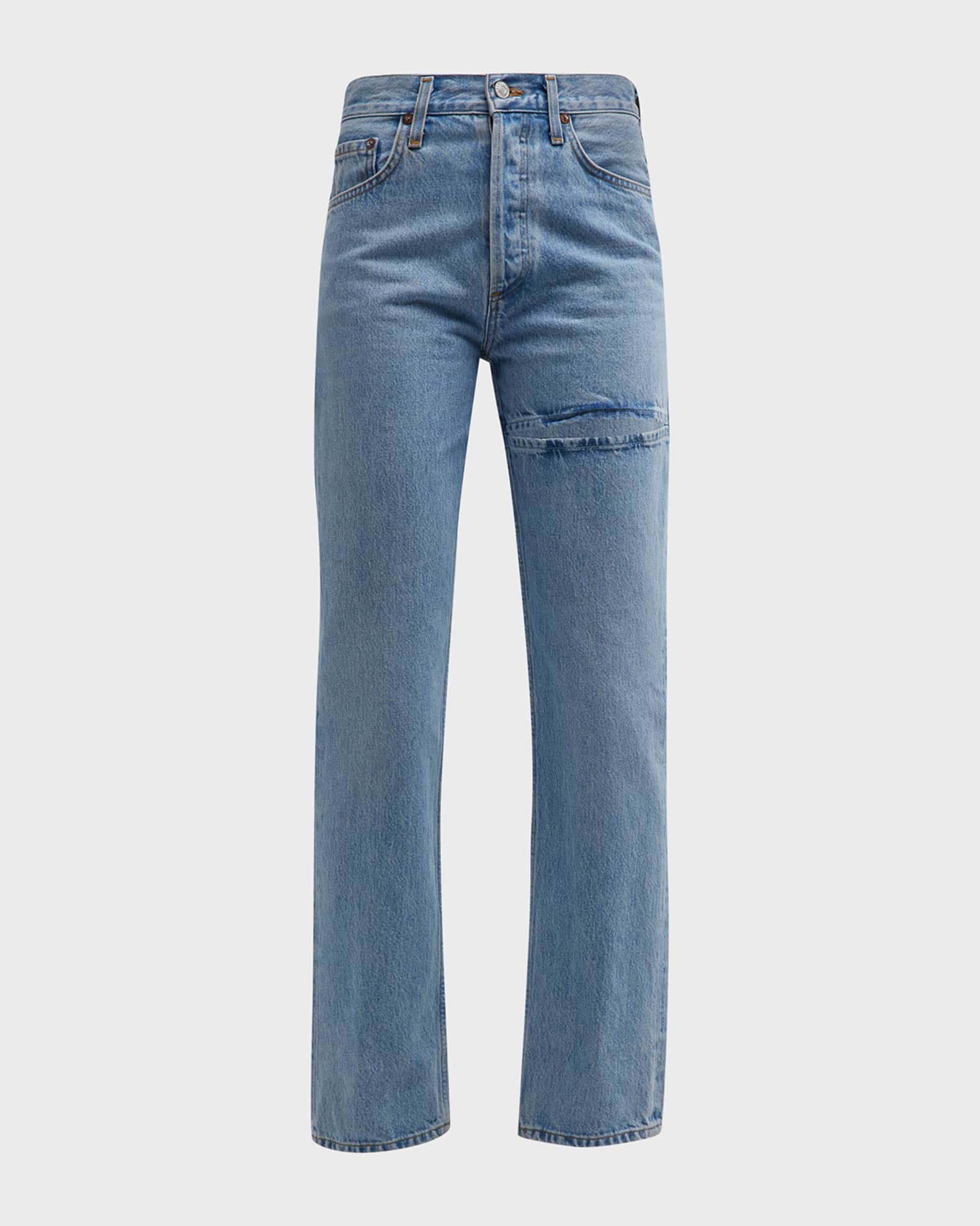 AGOLDE Lana StraightLeg Jeans with Slice Detail Neiman Marcus