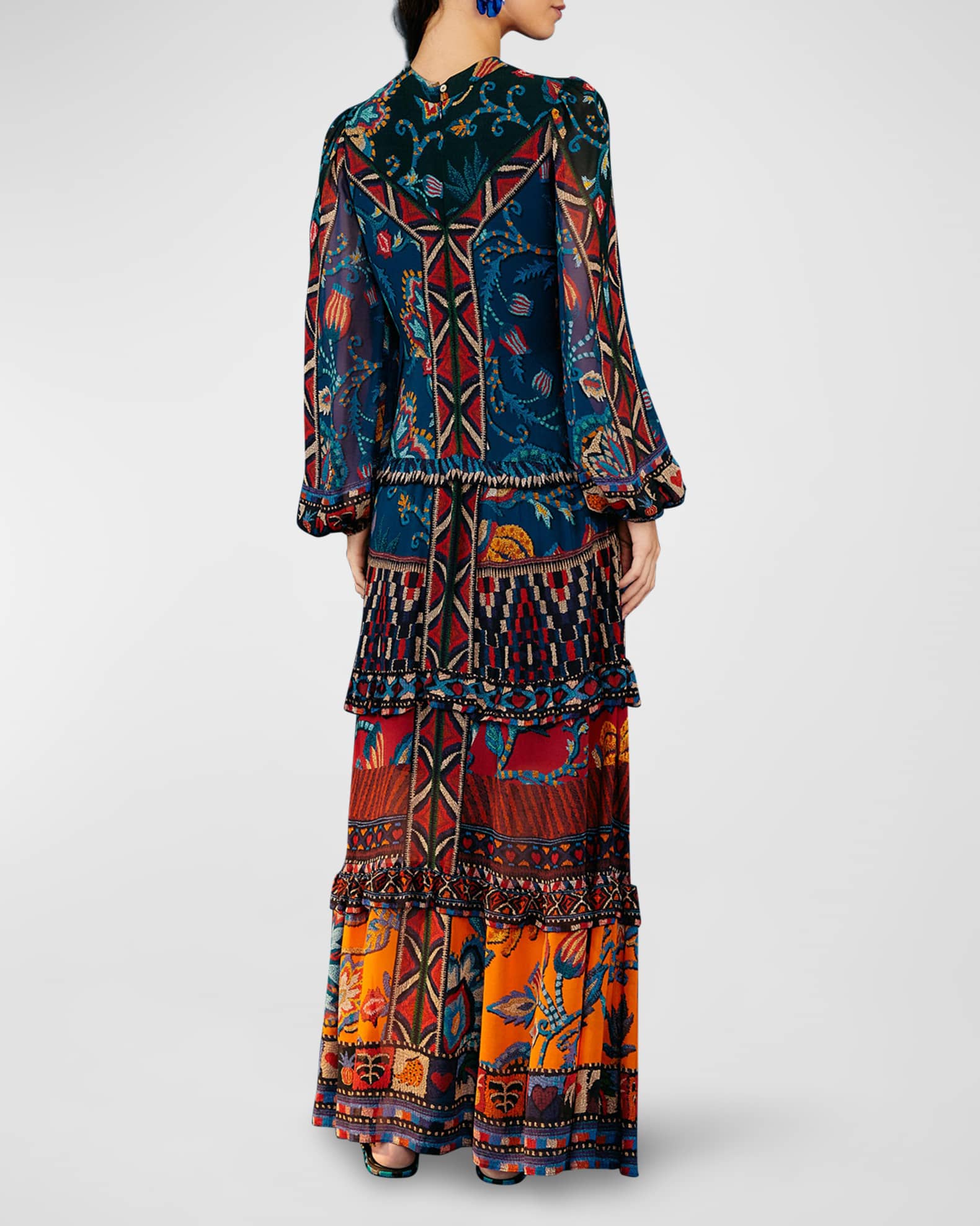 Farm Rio Ainika Tapestry Tiered Maxi Dress | Neiman Marcus