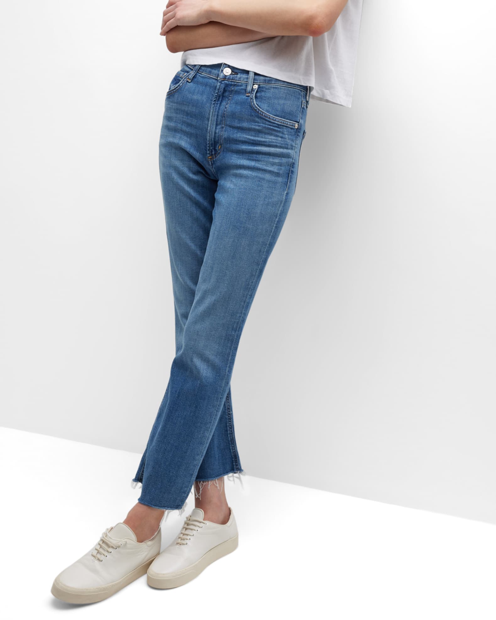 Citizens of Humanity Isola Cropped Bootcut Jeans with Raw Hem | Neiman ...