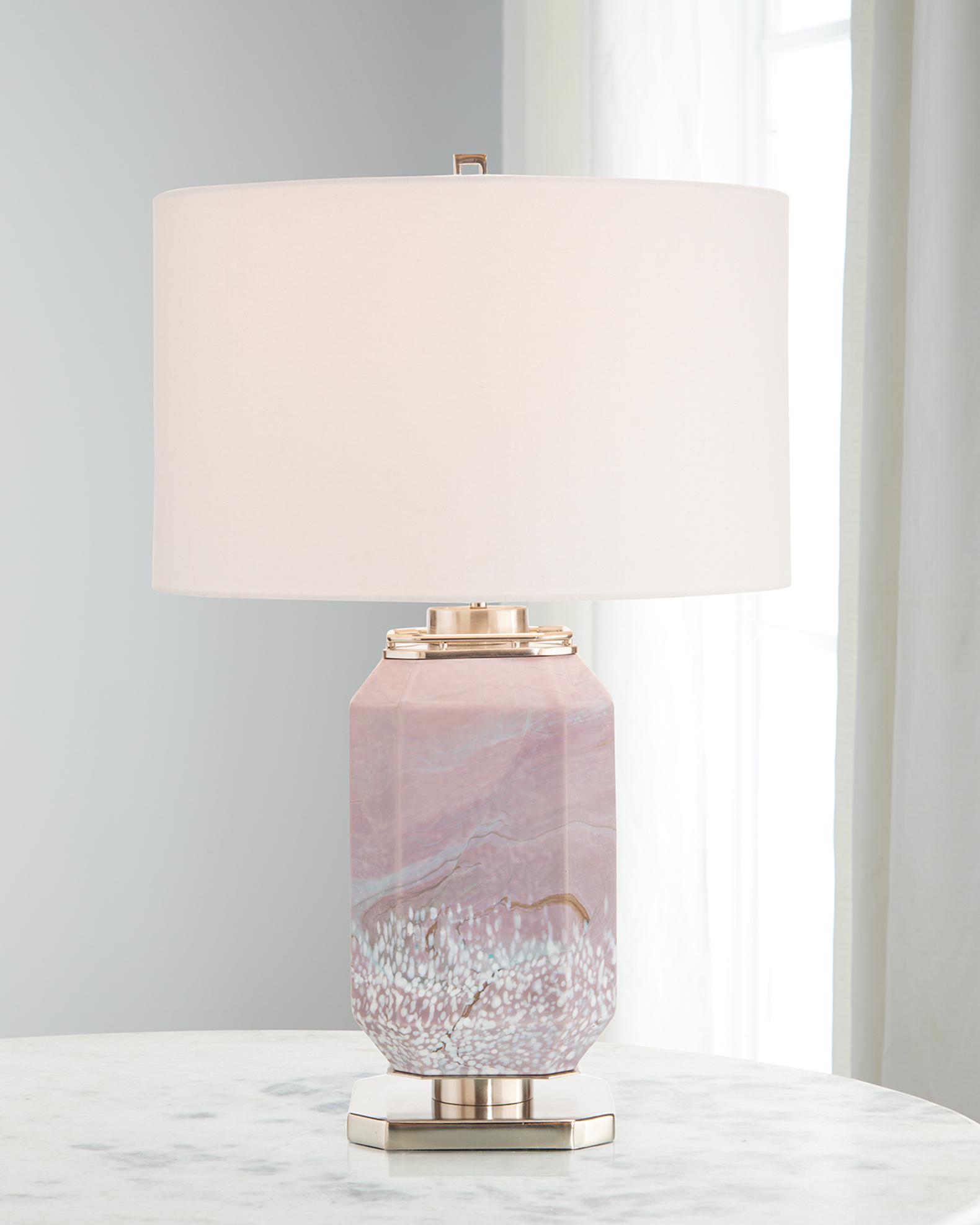 John-Richard Collection Marbled Mauve Table Lamp | Neiman Marcus