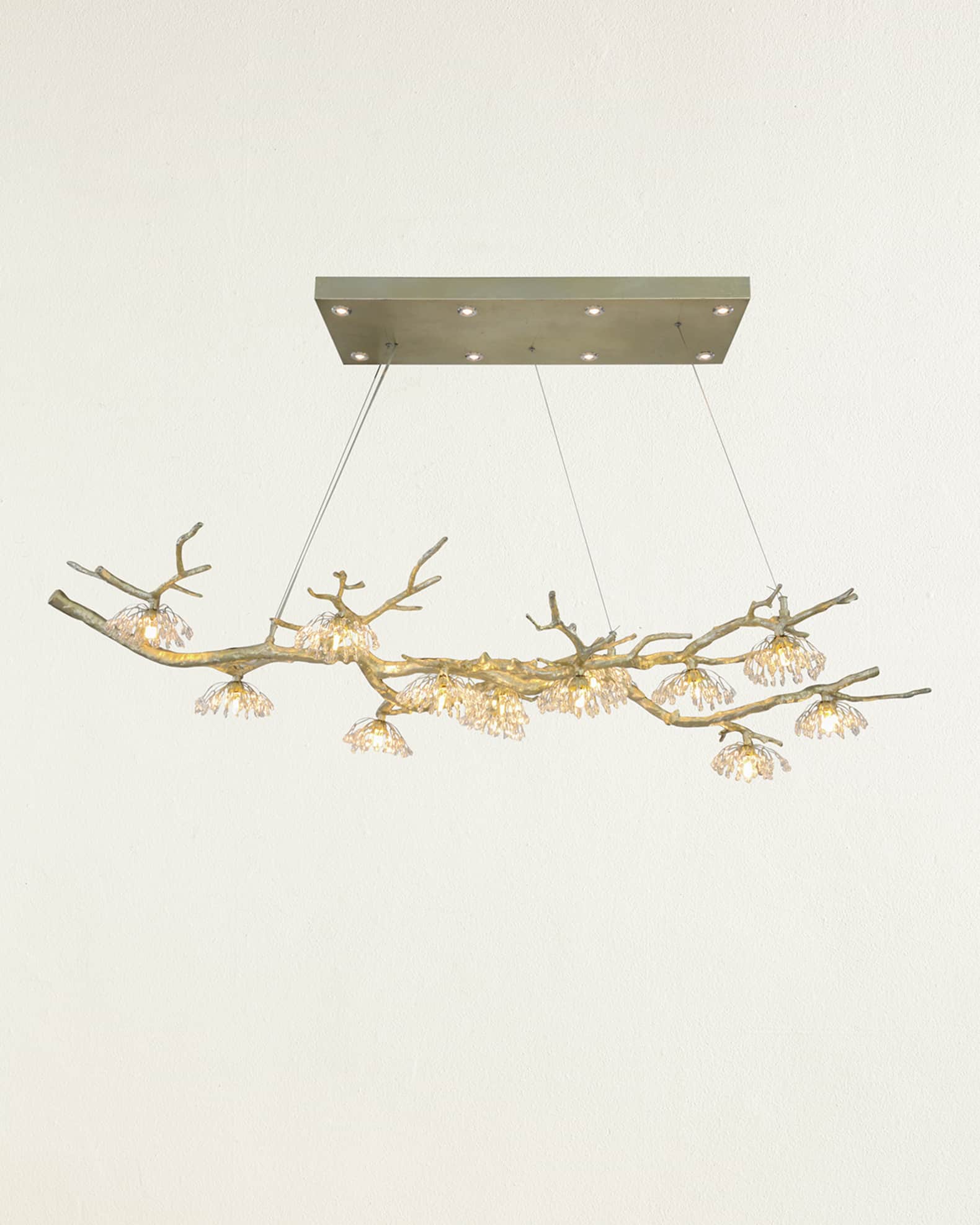 Hanasaku Fourteen Light Crystal Bud Branch Oblong Chandelier  1