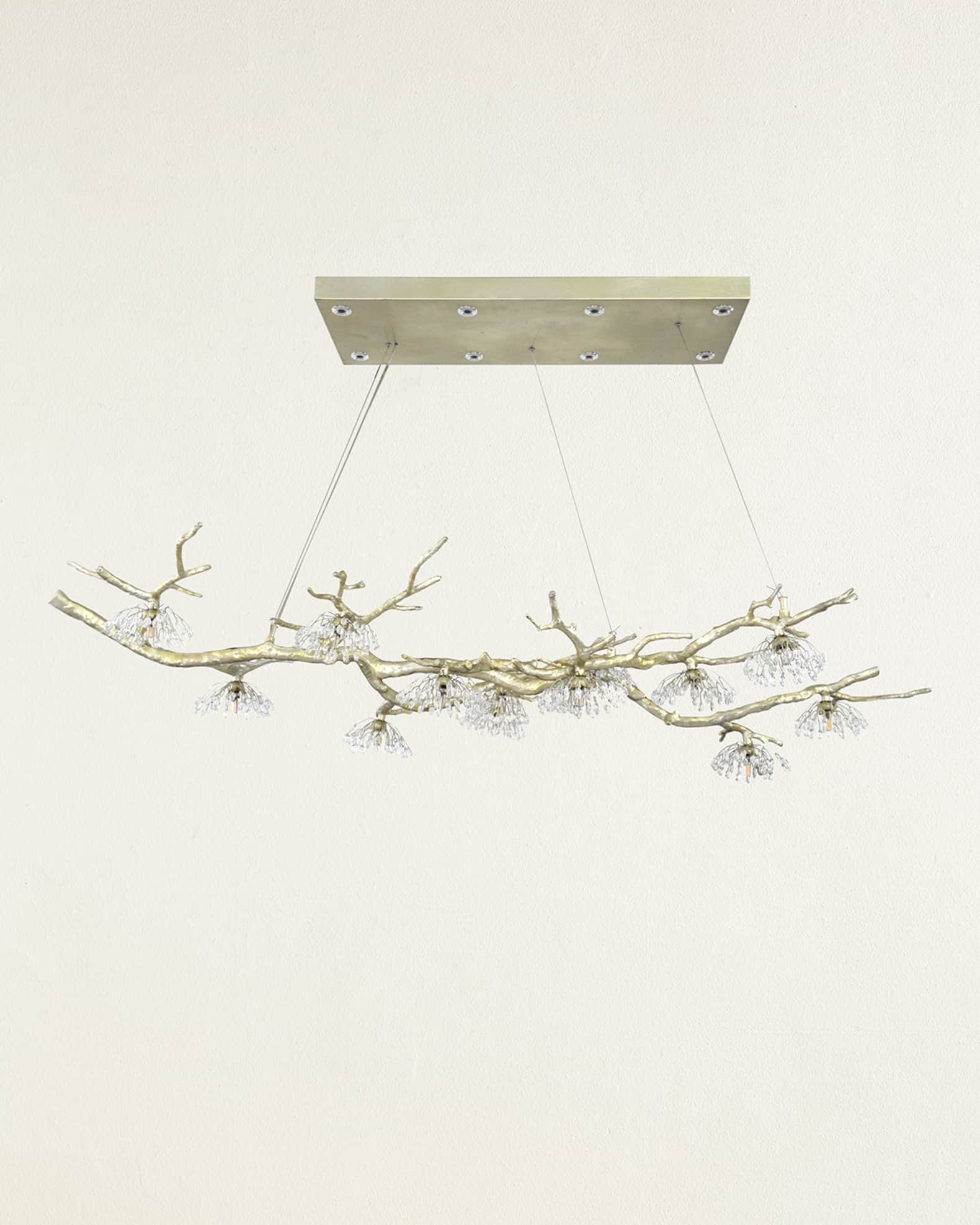 Hanasaku Fourteen Light Crystal Bud Branch Oblong Chandelier  0