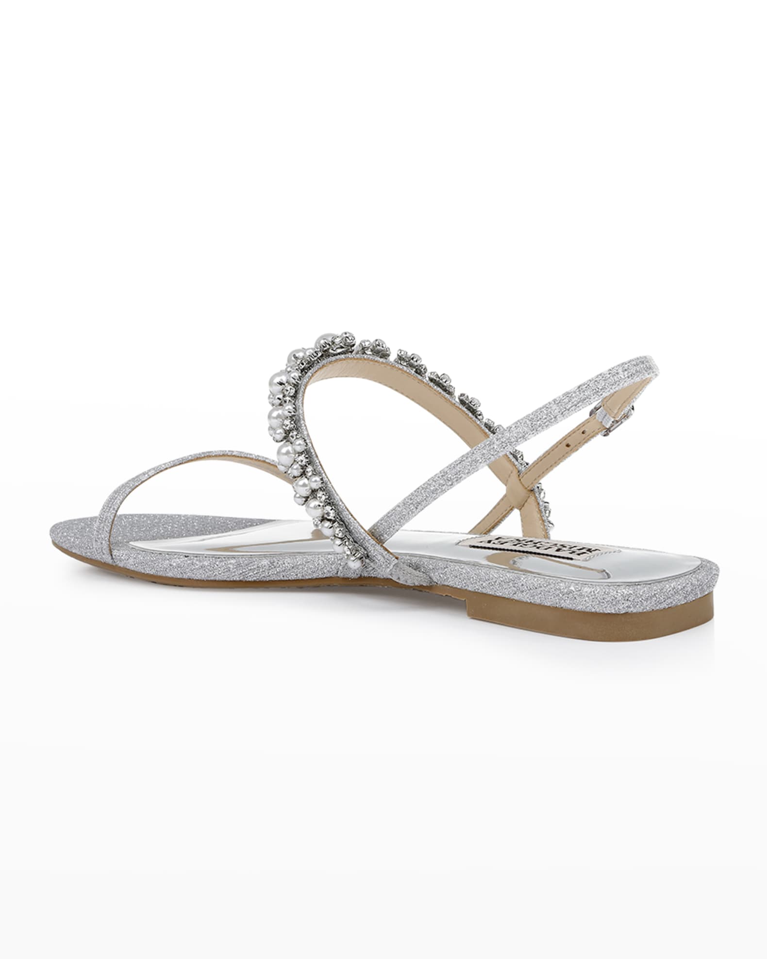 Badgley Mischka Natalee Crystal Glitter Slingback Sandals | Neiman Marcus