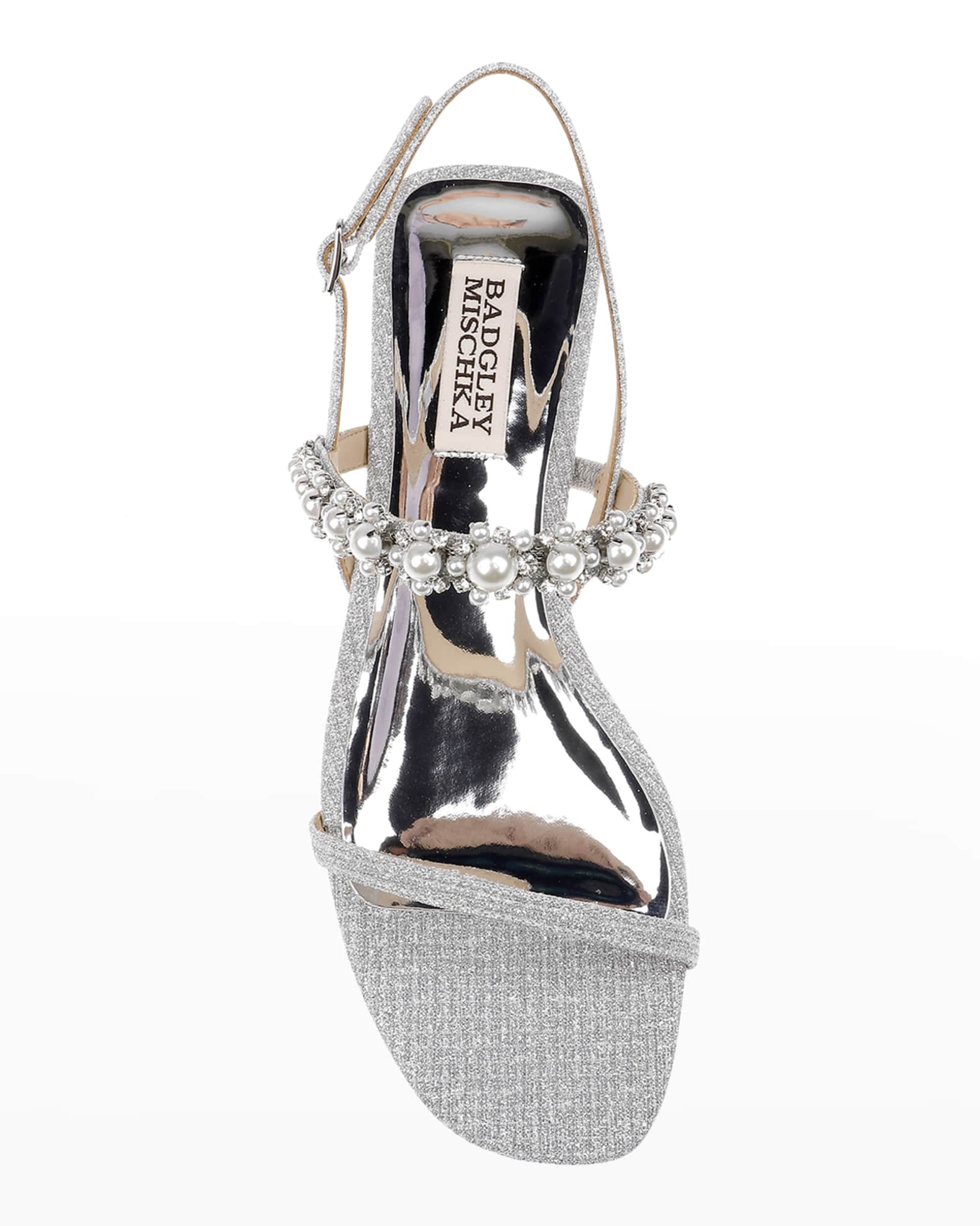 Badgley Mischka Natalee Crystal Glitter Slingback Sandals | Neiman Marcus