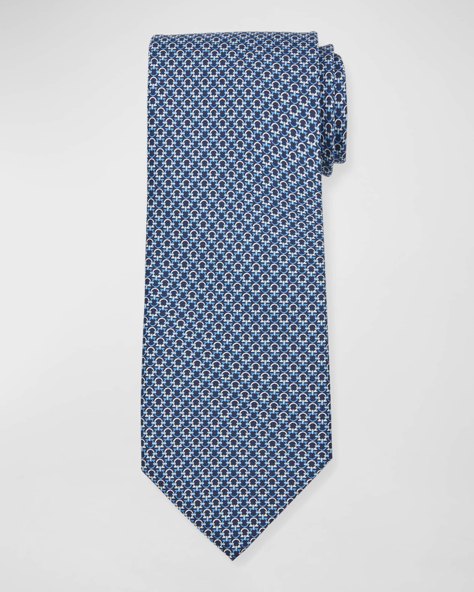 Ferragamo Men's Gancio Print Silk Tie