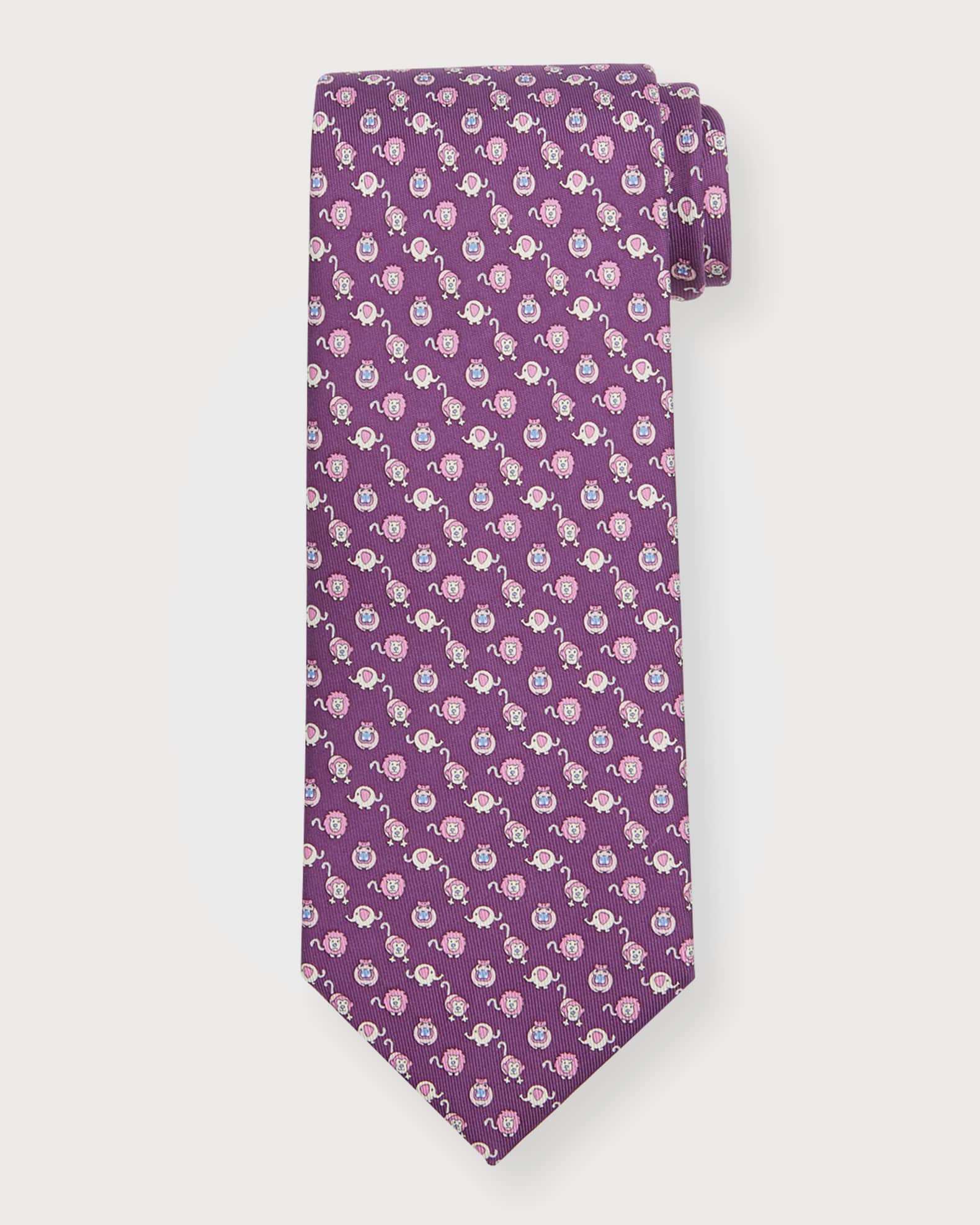 Ferragamo Men's 4-Pippo Animal Print Silk Tie | Neiman Marcus