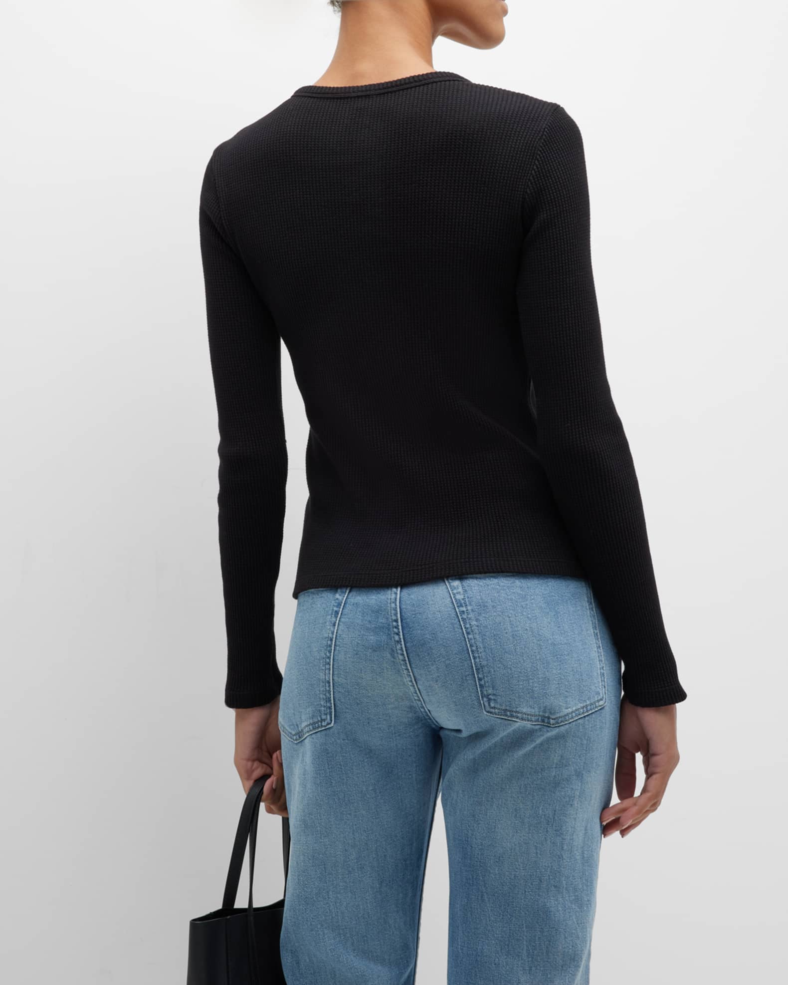 All Day Everyday Mineral Washed Henley Neck Thermal Top