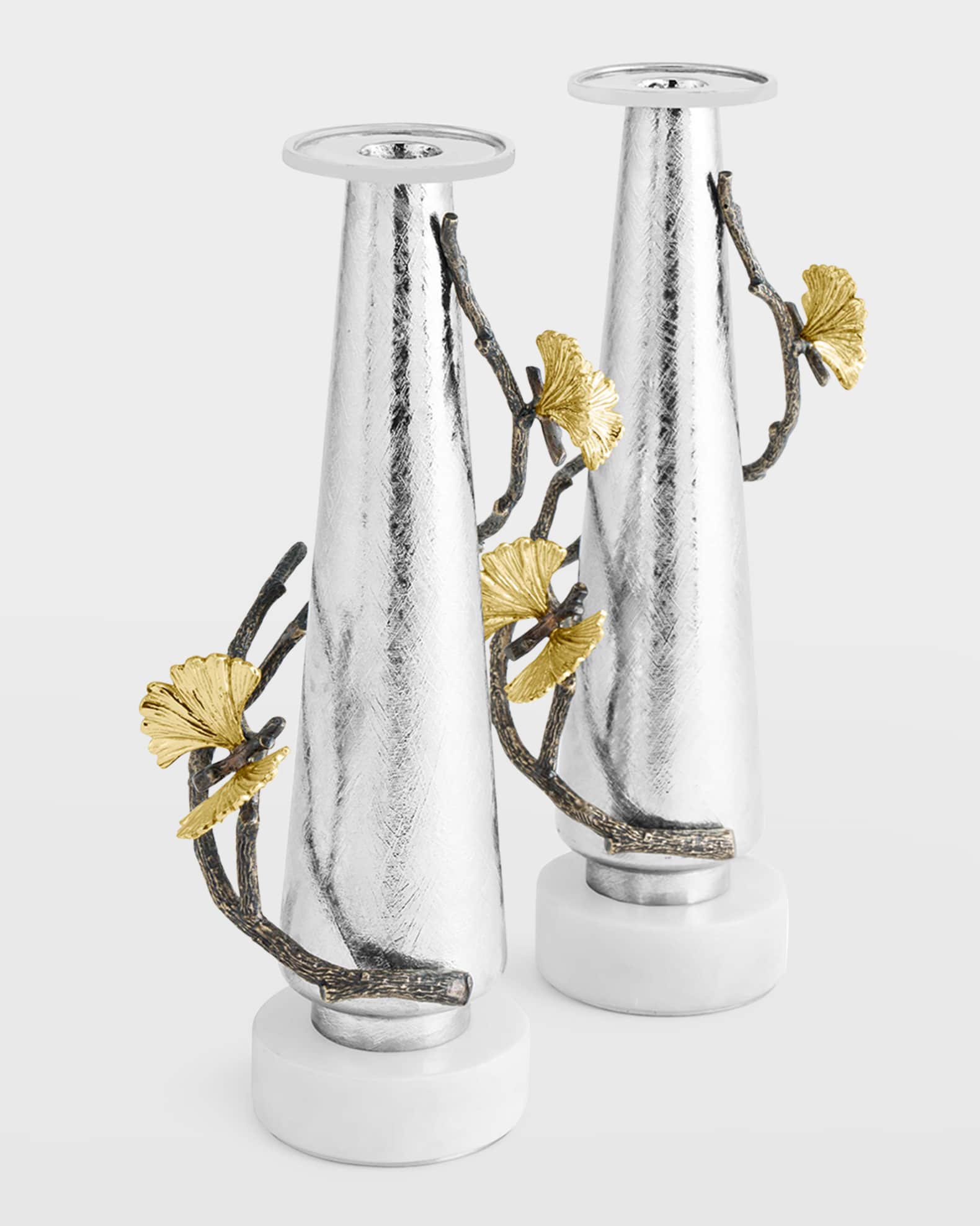 Michael Aram Butterfly Ginkgo Gold Candle Holders, Set of 2 Neiman Marcus