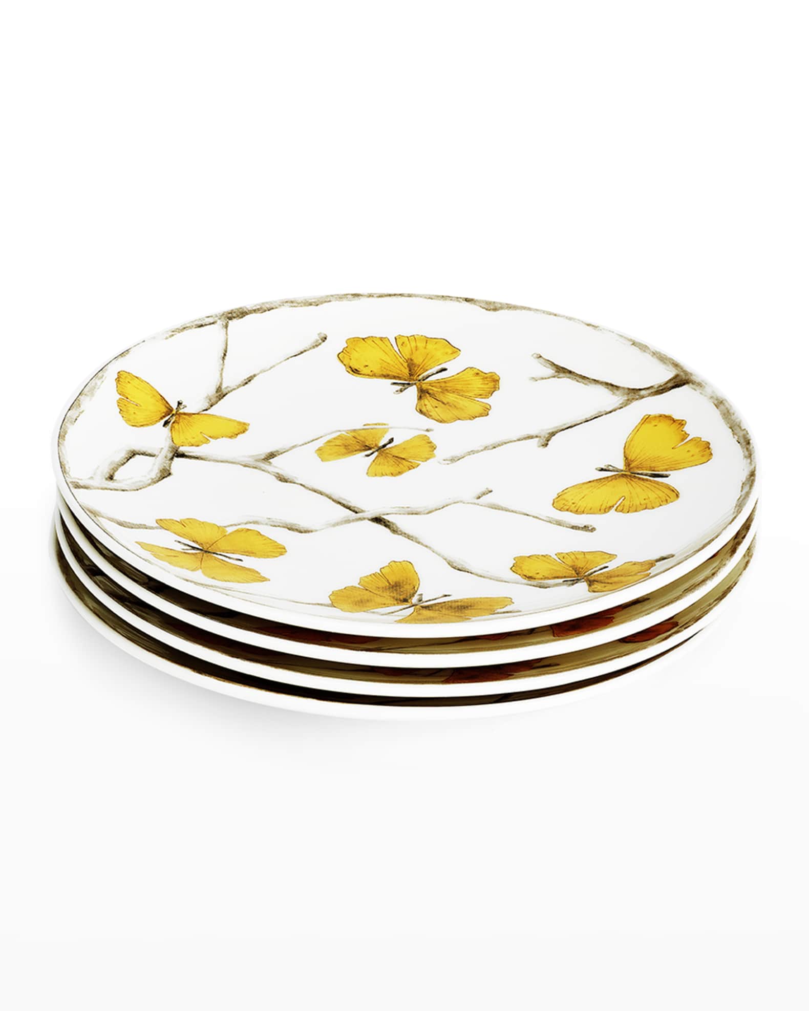 Butterfly Ginkgo Gold Tidbit Plates, Set of 4 0