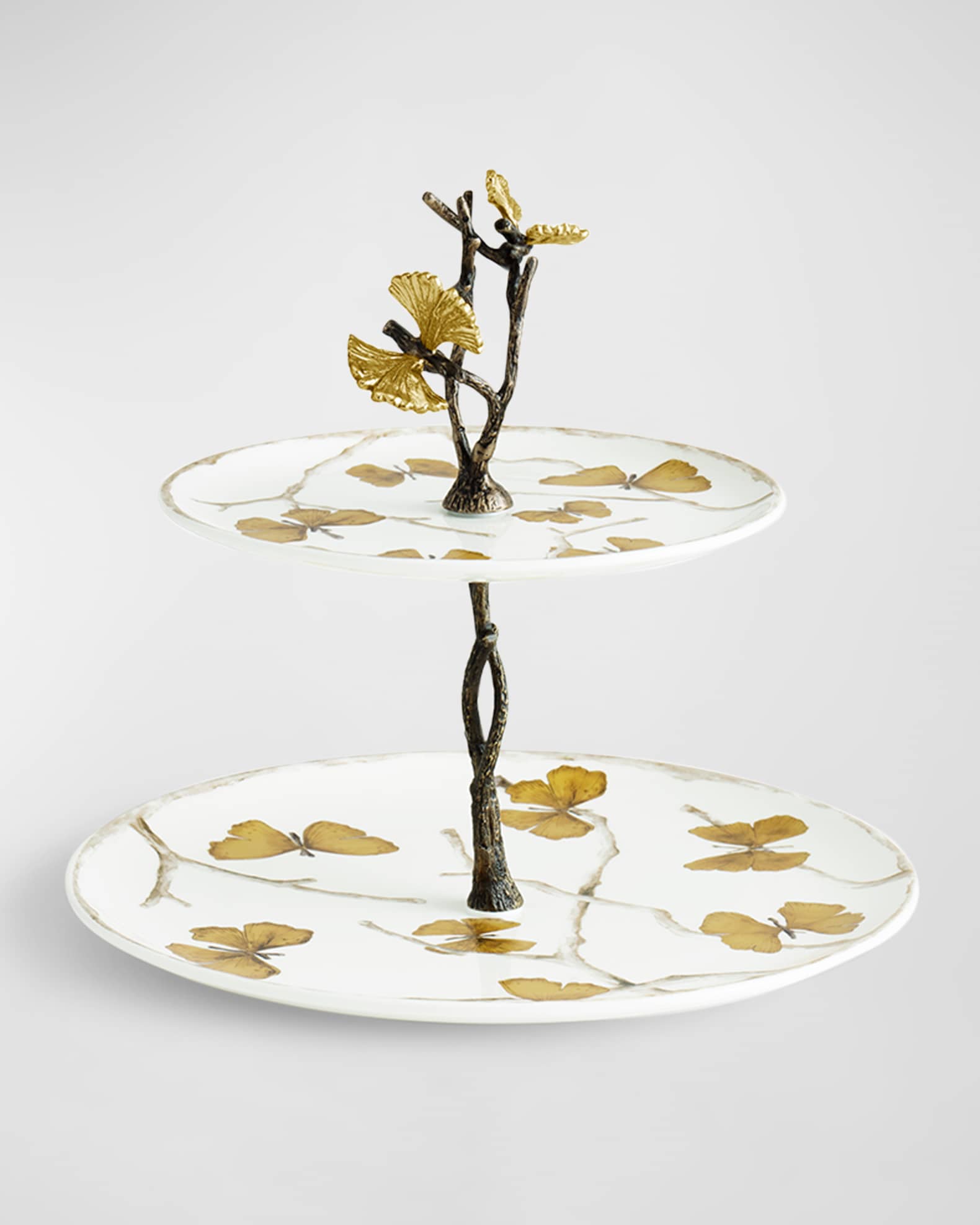 Michael Aram Butterfly Ginkgo 2-Tier Porcelain Etagere