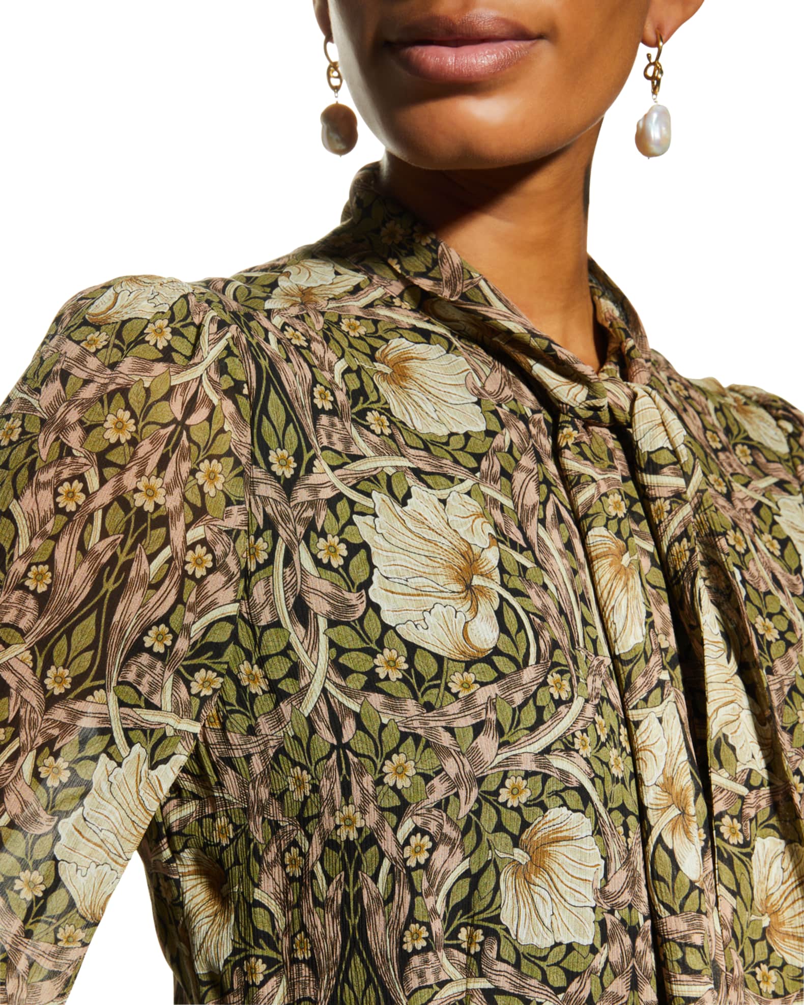 PAIGE Vittoria Floral Puffed-Sleeve Mini Dress | Neiman Marcus