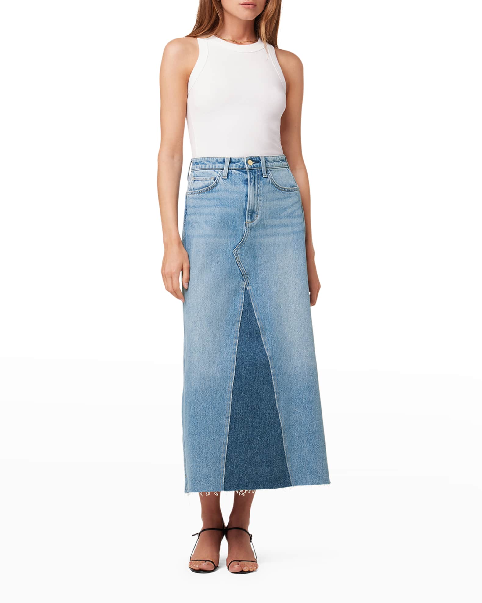 Joe's Jeans The Maxine TwoToned Denim Maxi Skirt with Raw Hem Neiman