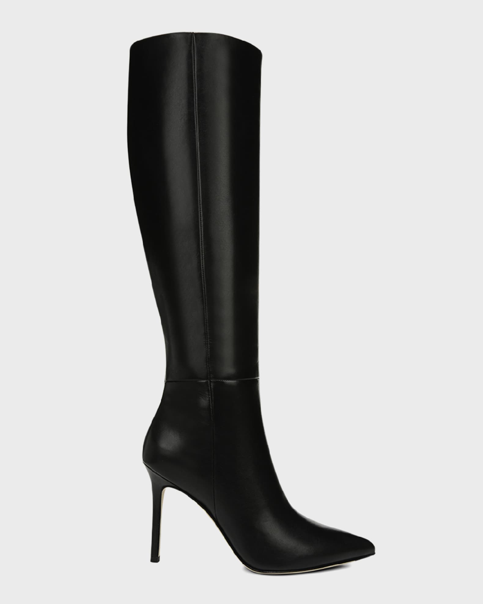 Veronica Beard Lisa Leather Stiletto Wide-Calf Knee Boots | Neiman Marcus