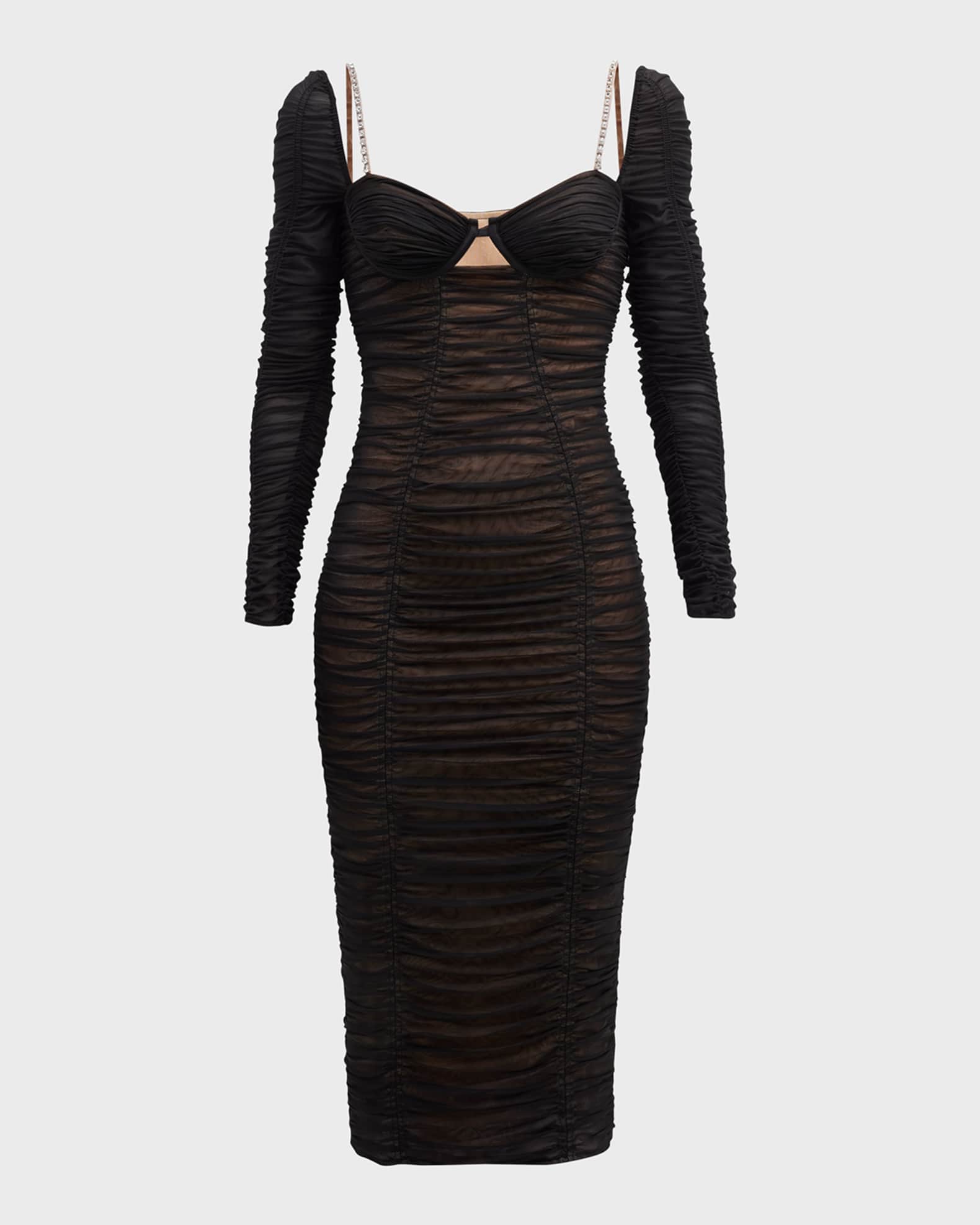 Robe Midi Self Portrait Imprimée Mesh Avec Strass Et Découpes - Taille 8UK/4US, Neuf Avec Imperfections