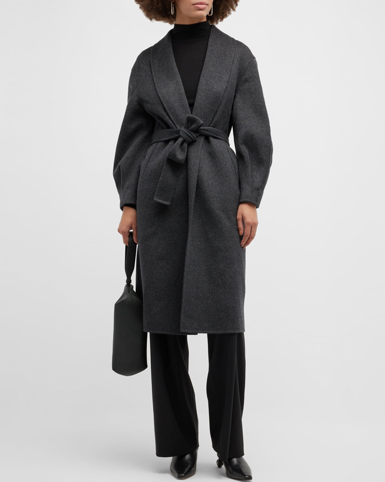 Neiman Marcus Cashmere Collection Belted DoubleFace Cashmere Coat Neiman Marcus