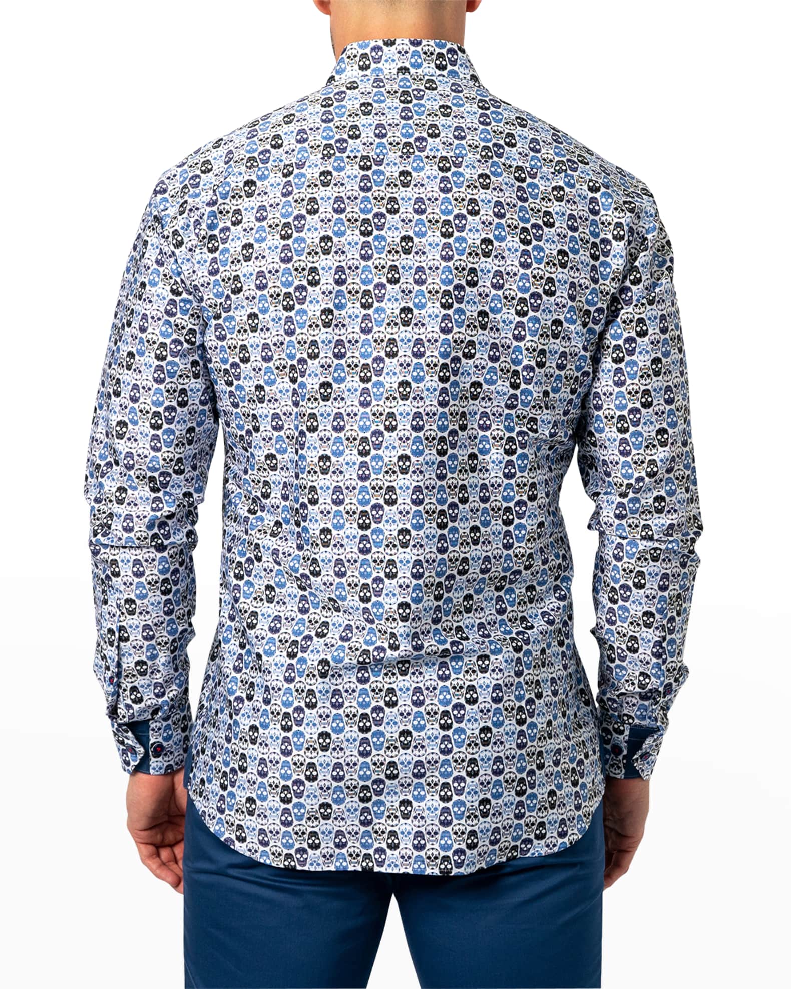 Maceoo Men's Fibonacci Skull Stack Sport Shirt | Neiman Marcus