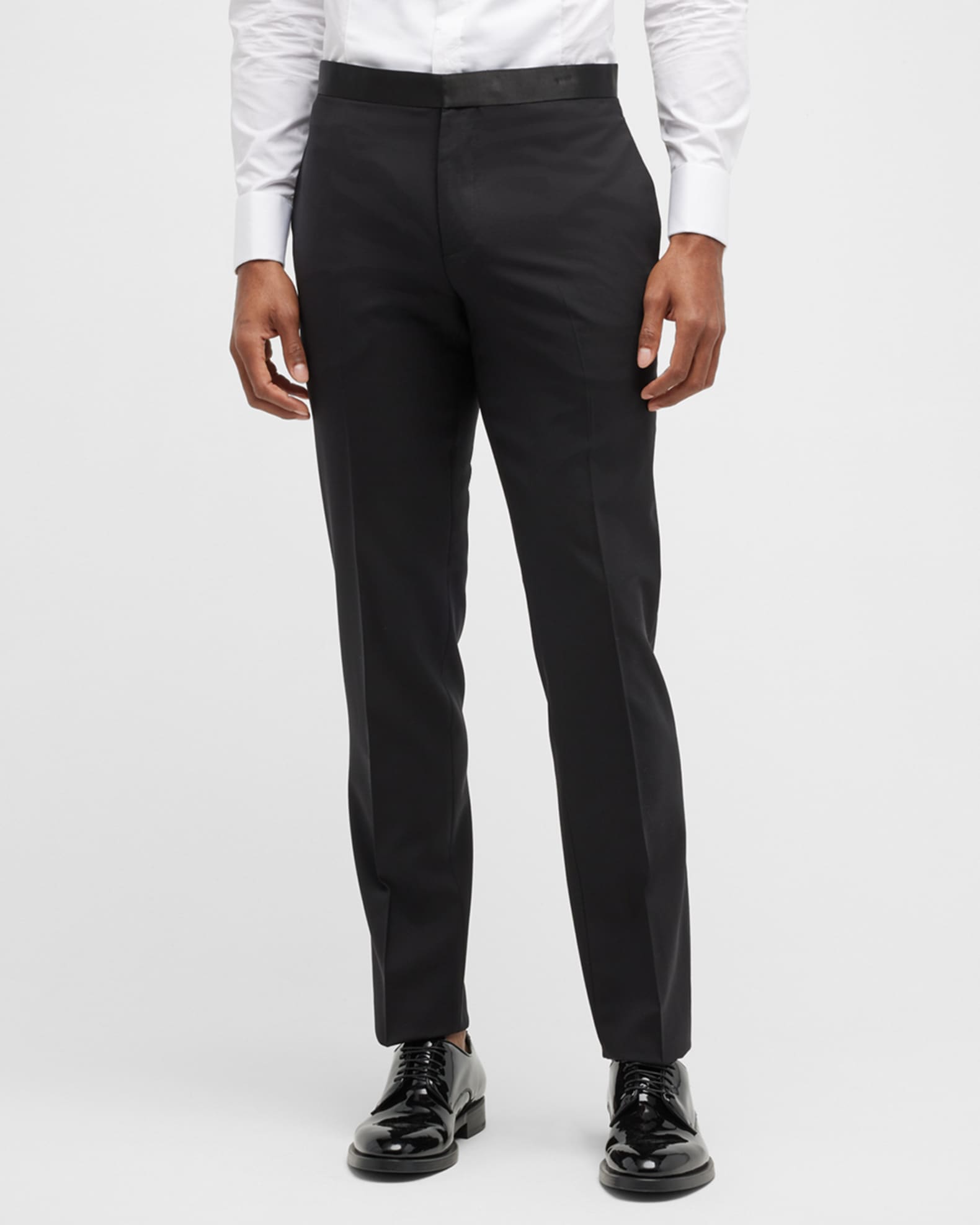 Theory Men's Mayer Stretch-Wool Tuxedo Pants | Neiman Marcus