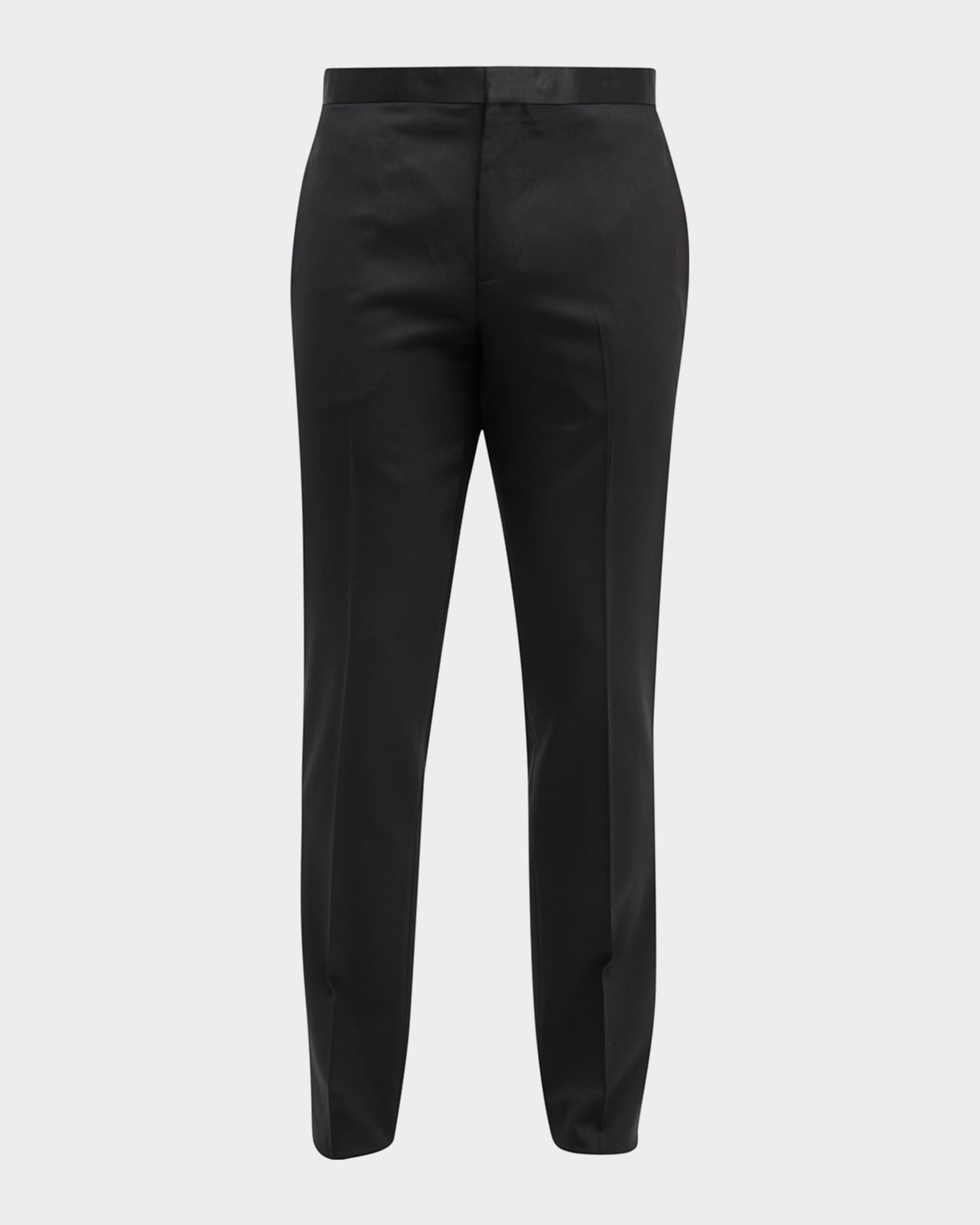 Tuxedo Pants Black Wool and Silk Gabardine