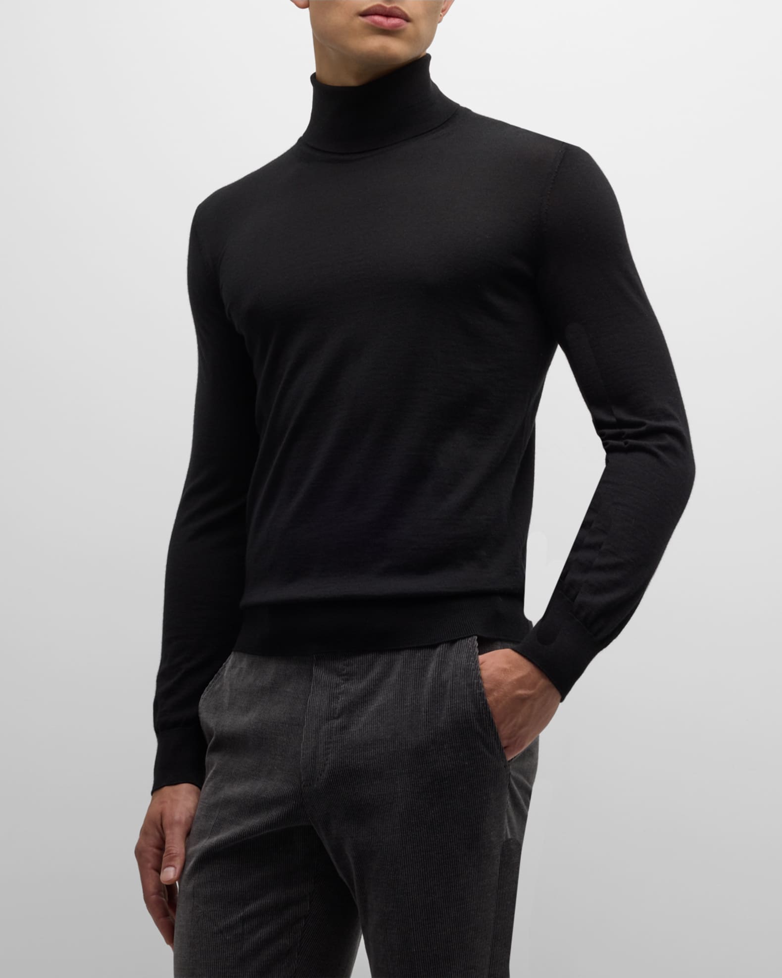 Ermenegildo Zegna COUTURE カシミヤ シルク ニットポロ ZEGNA Men's Cashmere-Silk Turtleneck Sweater | Neiman Marcus