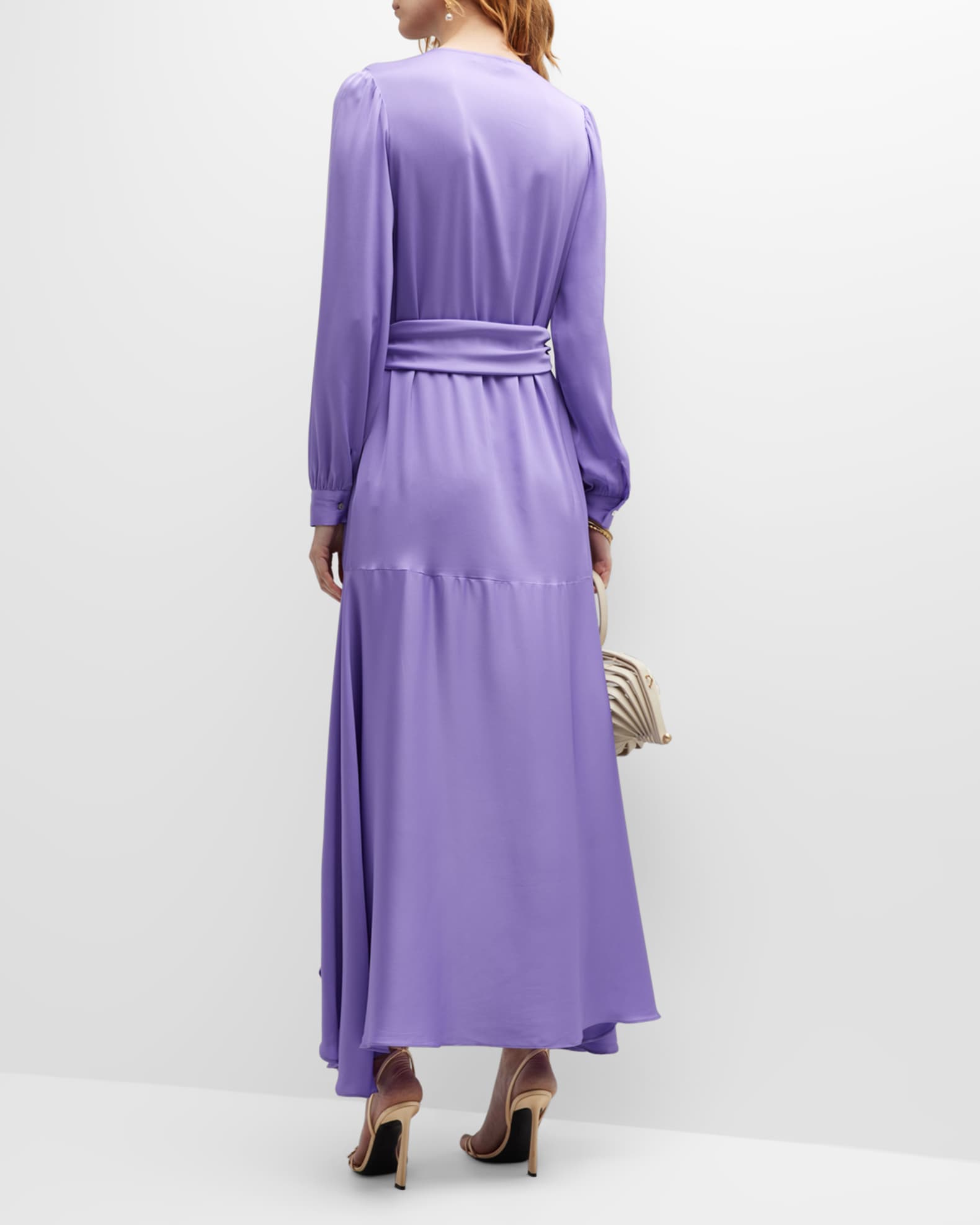 NOUVELLE SILK95FIVE Ananda Silk High-Low Wrap Dress | Neiman Marcus