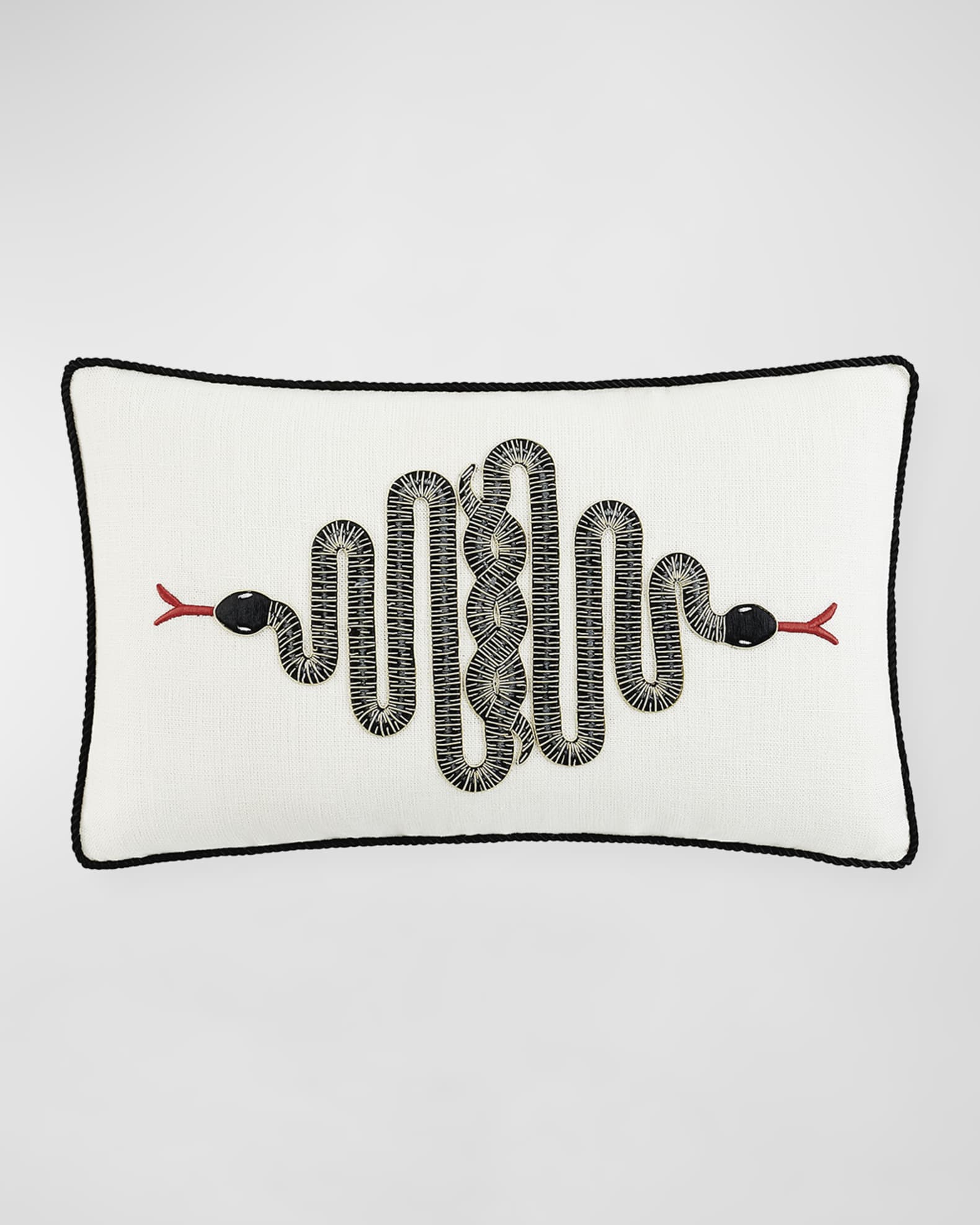 Jonathan Adler Snake Embroidered Pillow, 12" x 20" Neiman Marcus