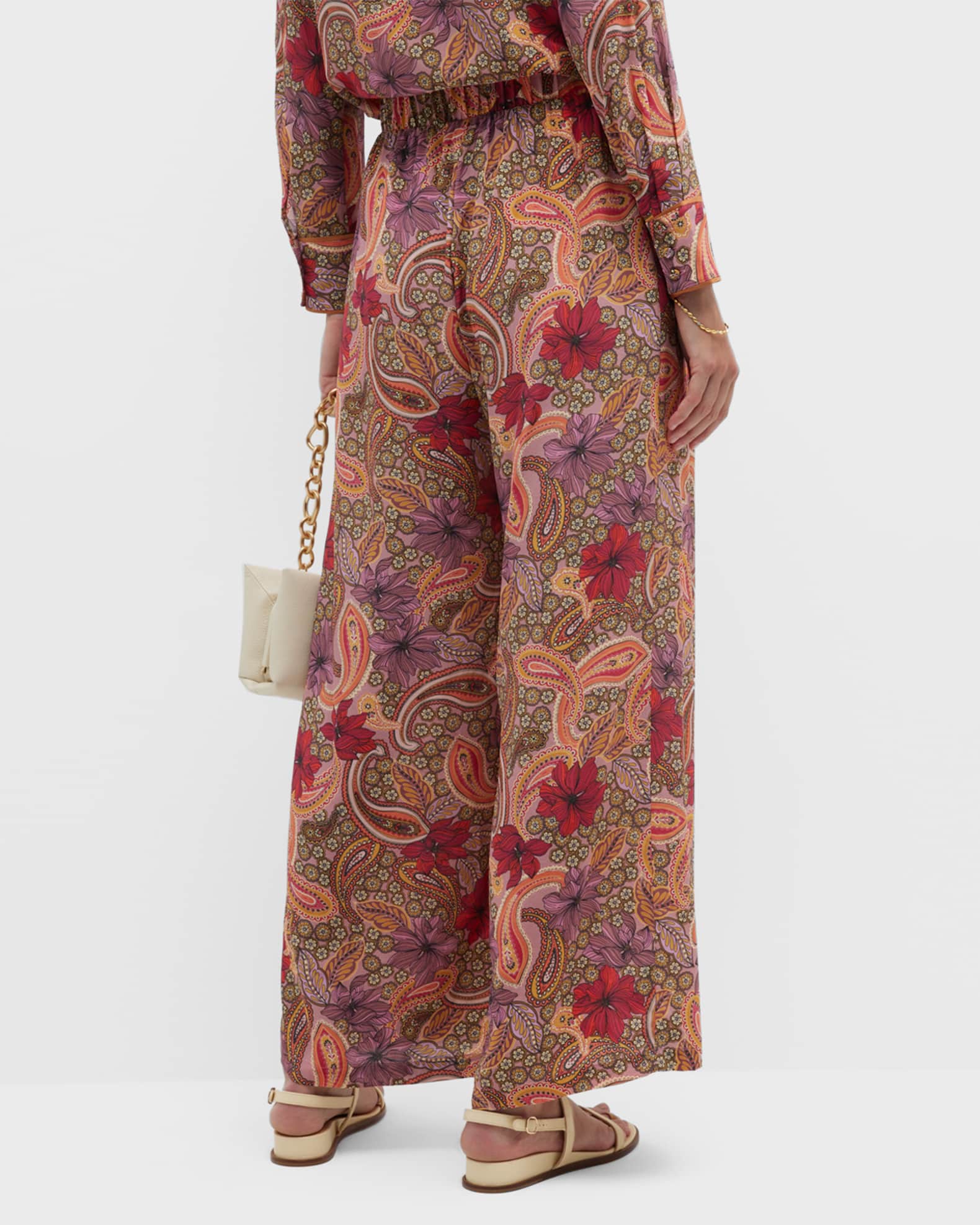 Johnny Was Lioness Cropped Wide-Leg Printed Pants | Neiman Marcus