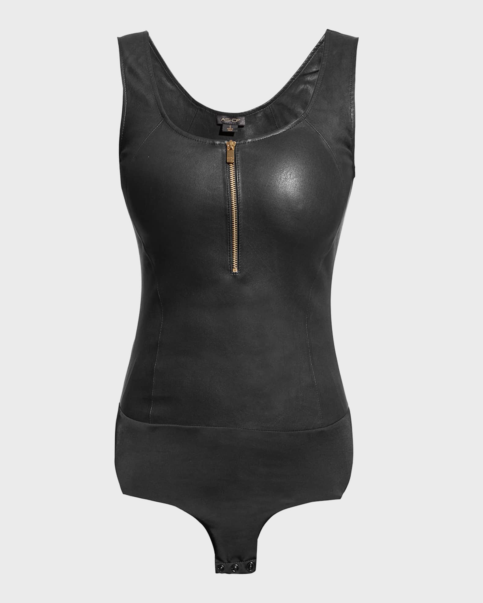 AS by DF Poppy Stretch Leather Bodysuit Neiman Marcus