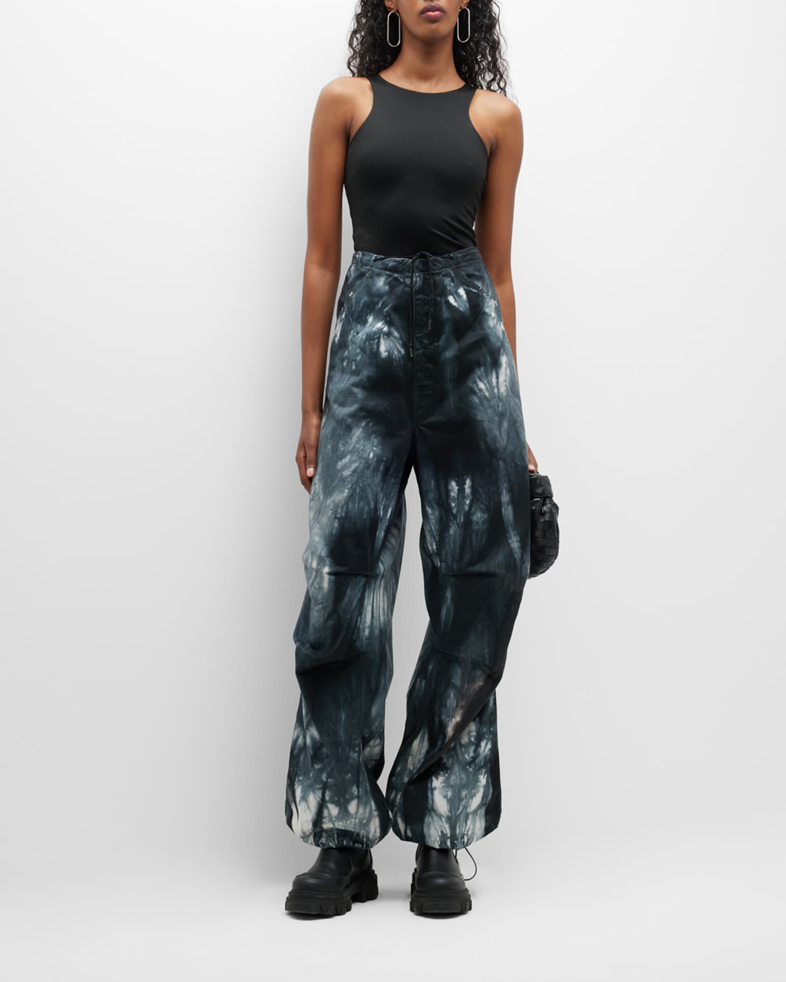 Shiny Tie-Dye Drawstring Waist Joggers with Pockets main image 0