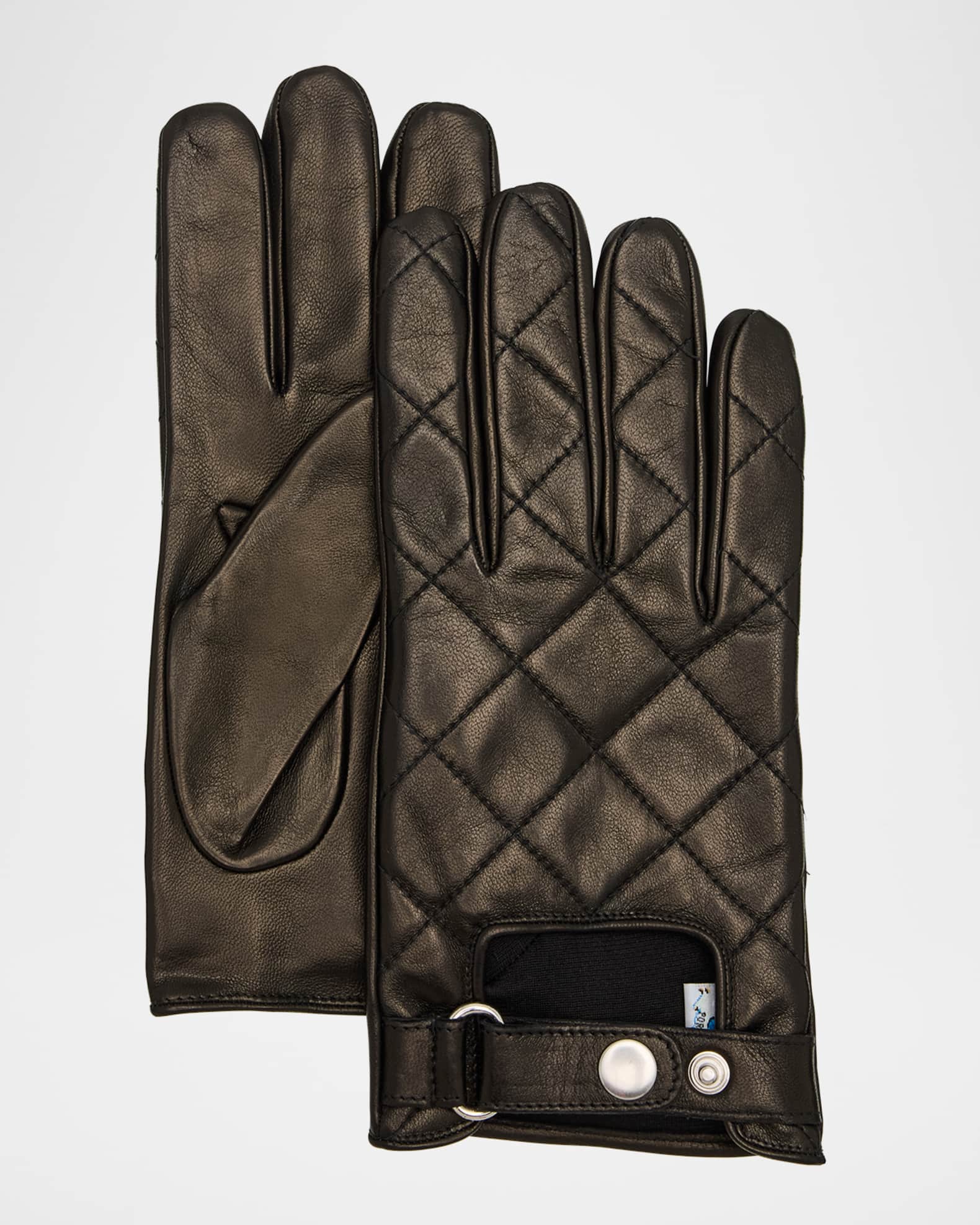 Men's Diamond-Quilted Leather Driving Gloves 0