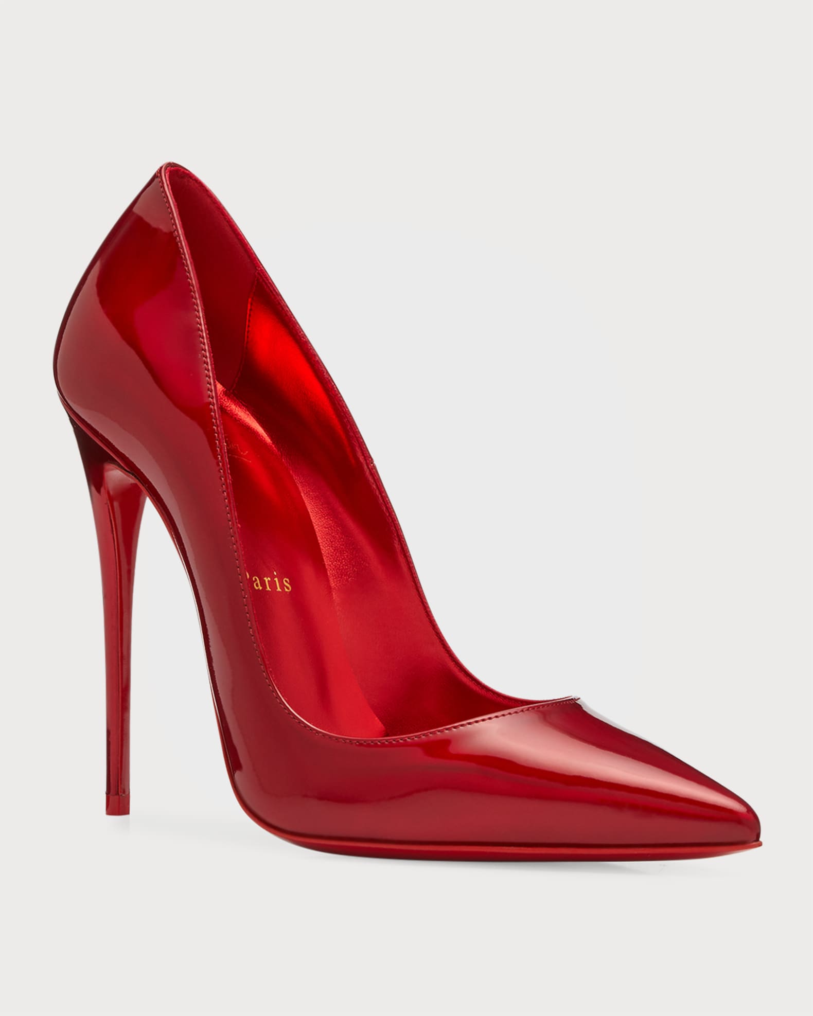 Red Christian Louboutin So Kate 120 metallic leather pumps 
