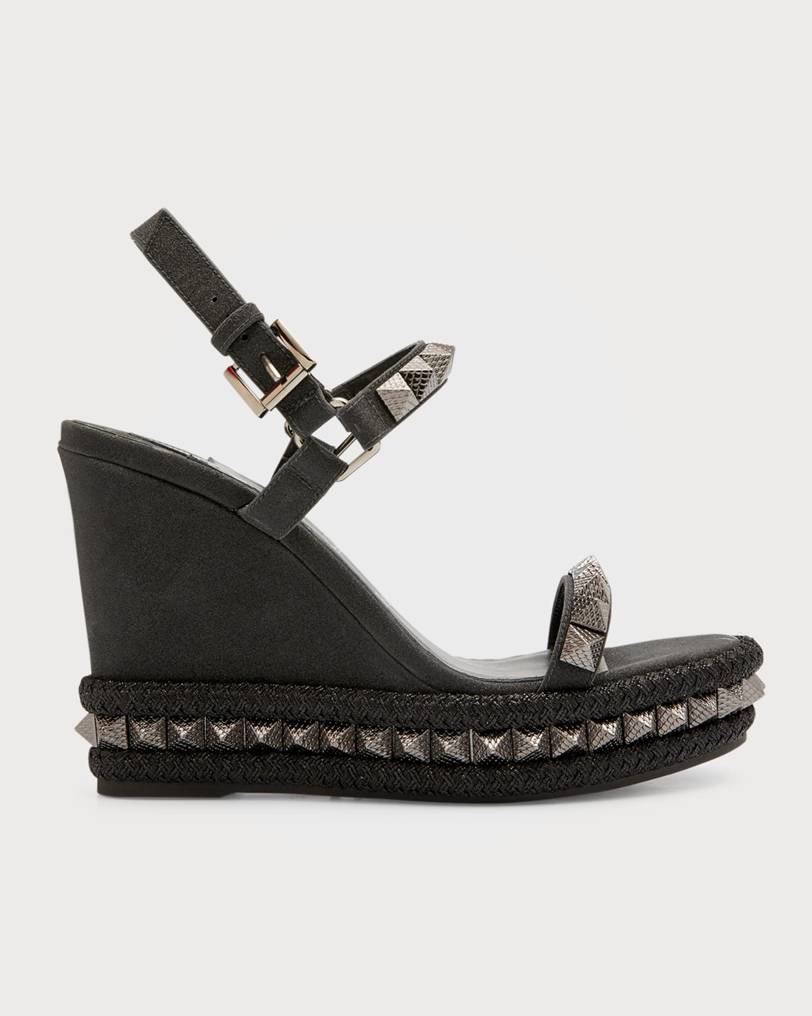 christian louboutin pyraclou iridescent spike wedge espadrille sandals