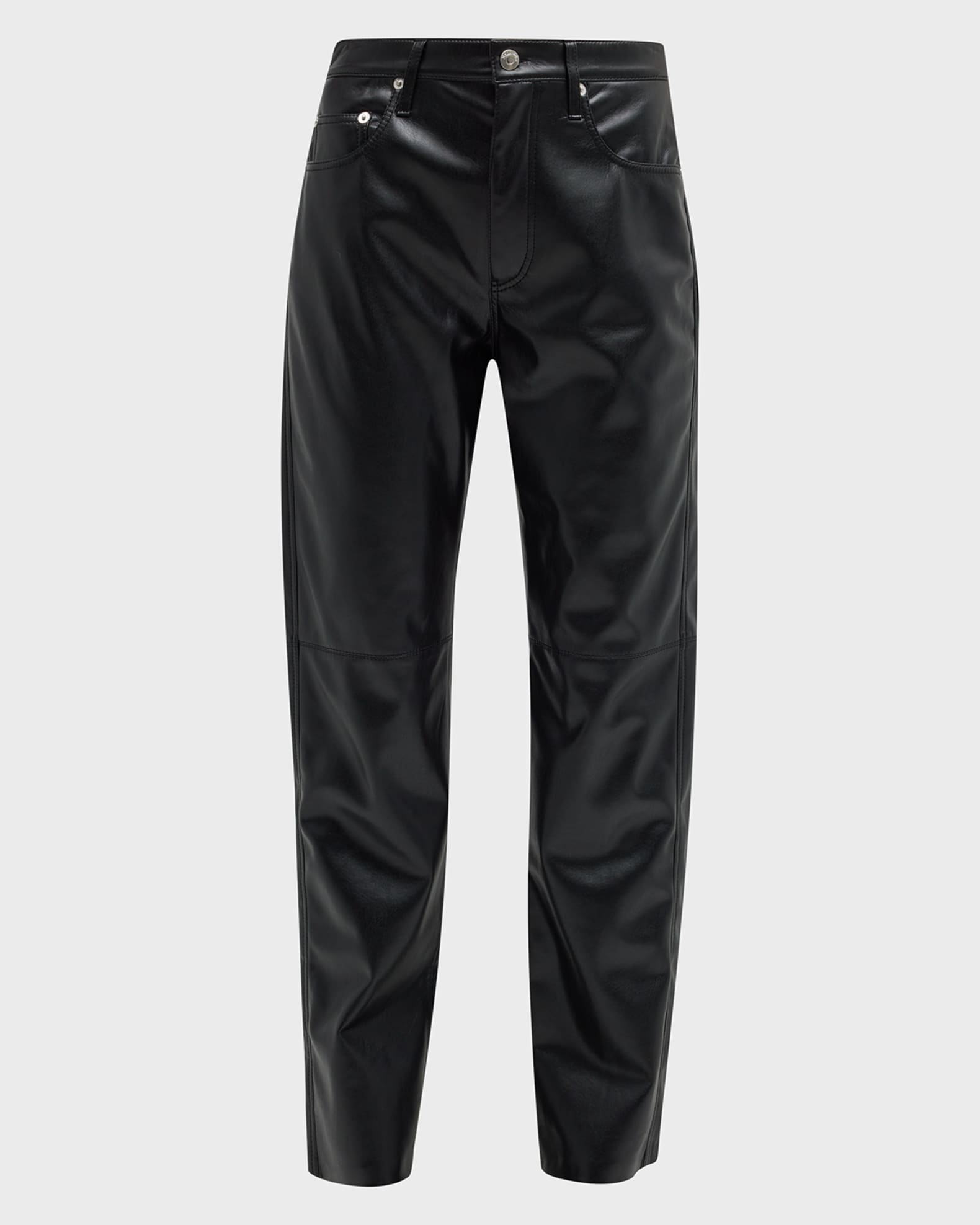 Vinni Mid-Rise Straight Leather Ankle Pants 1