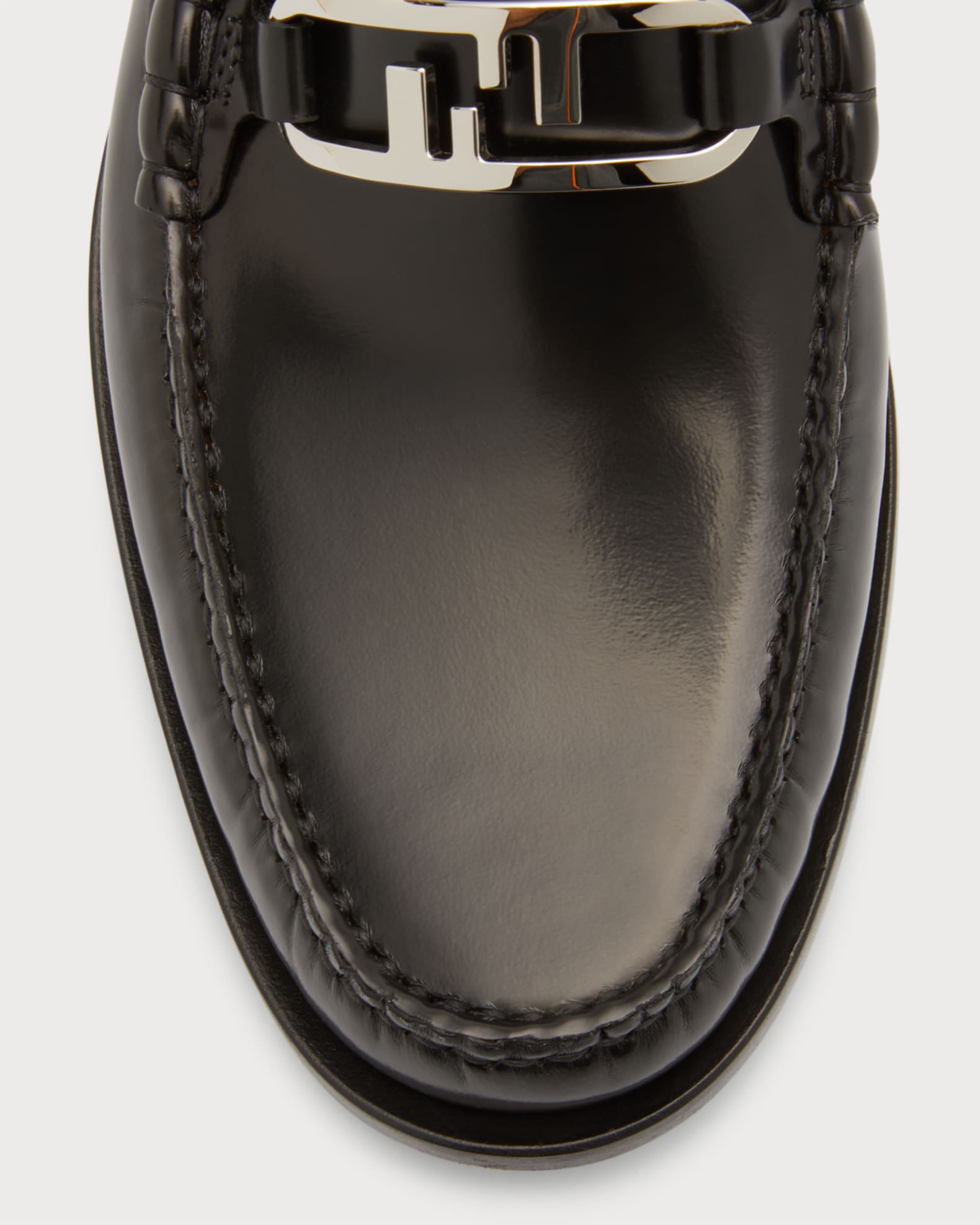 Fendi Men's Mocassino FF-Logo Bit Strap Leather Loafers | Neiman Marcus