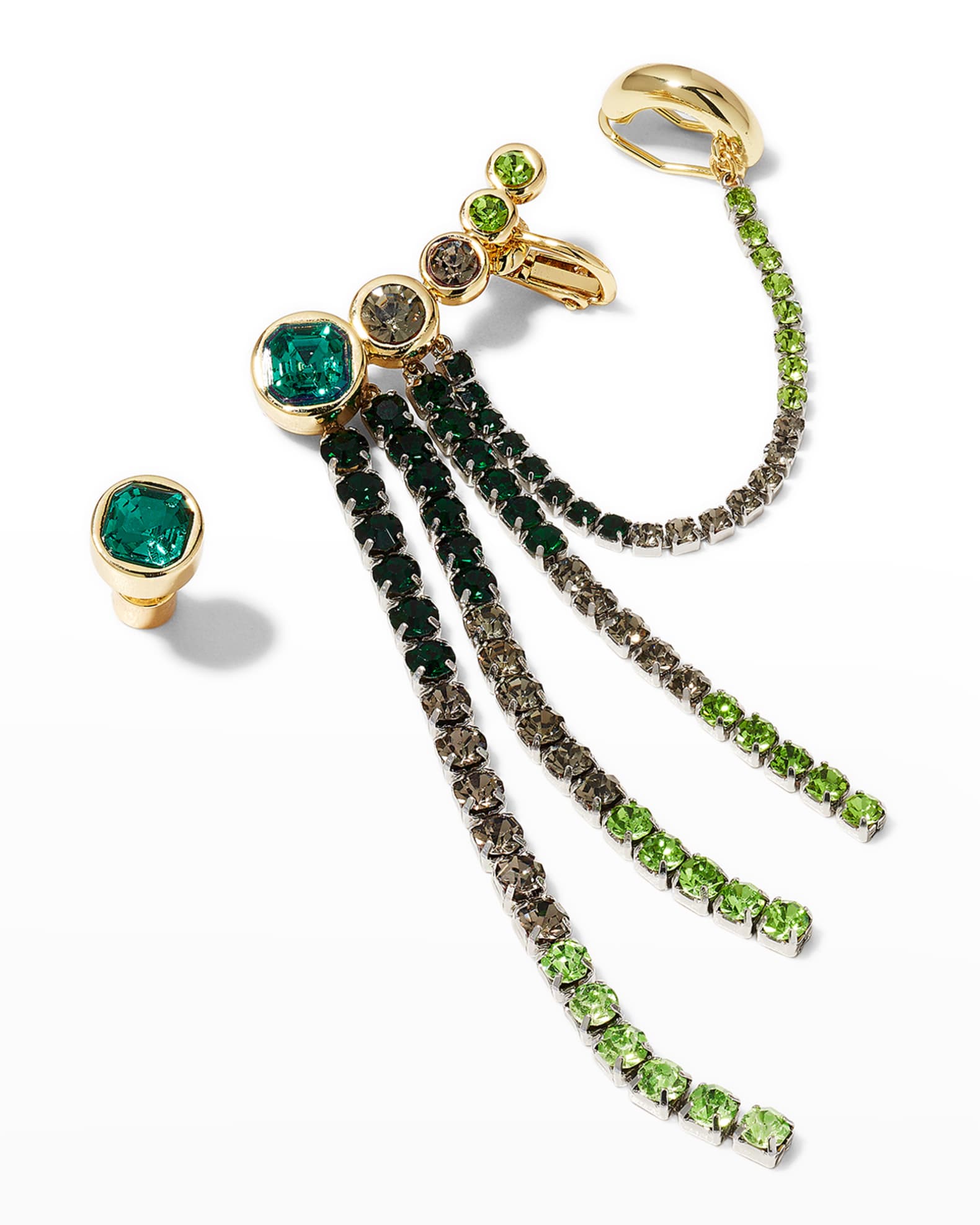 DEMARSON Elena Emerald Ombre Asymmetric Earrings Neiman Marcus