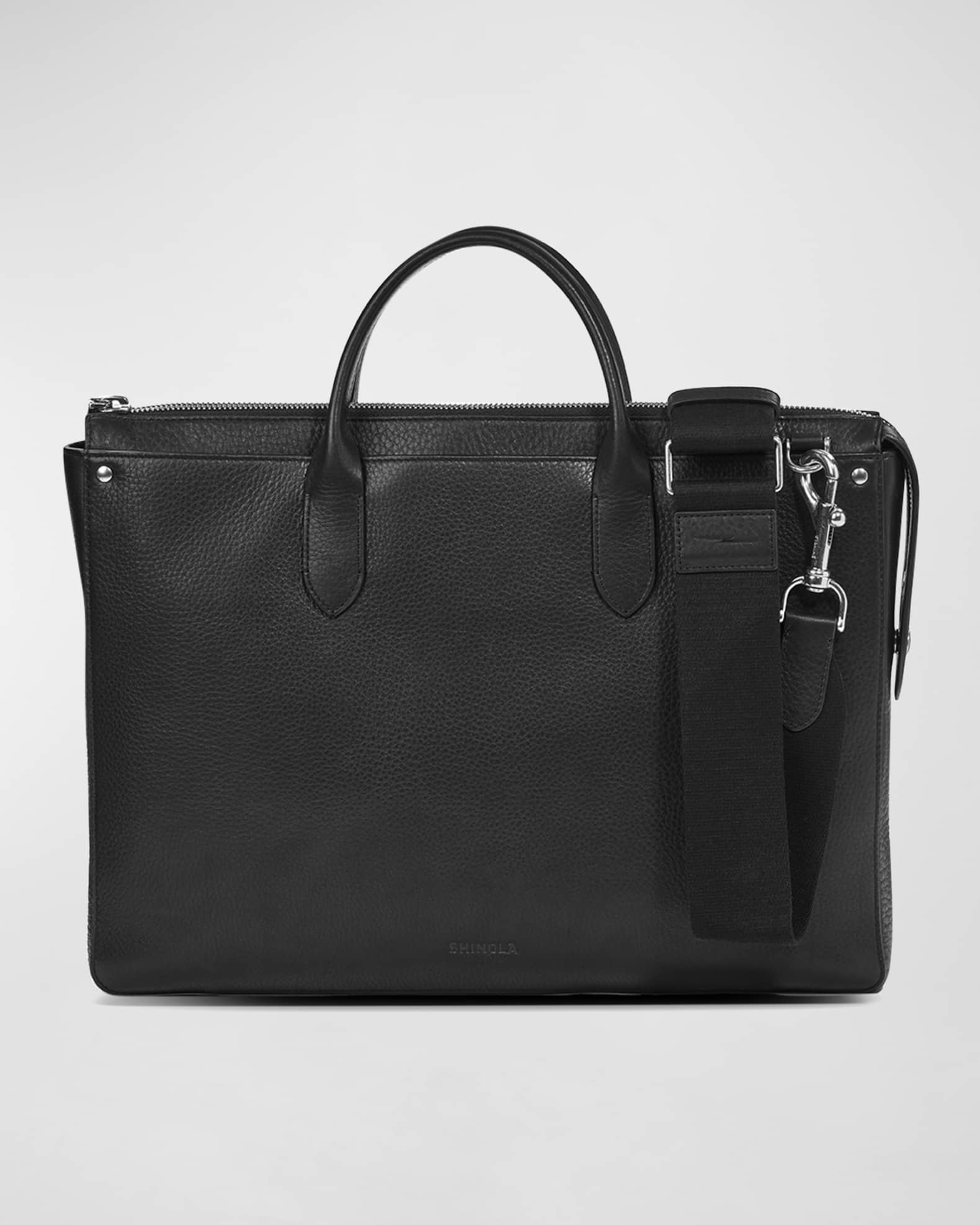 Shinola Men's The Slim Leather Traveler Briefcase Neiman Marcus