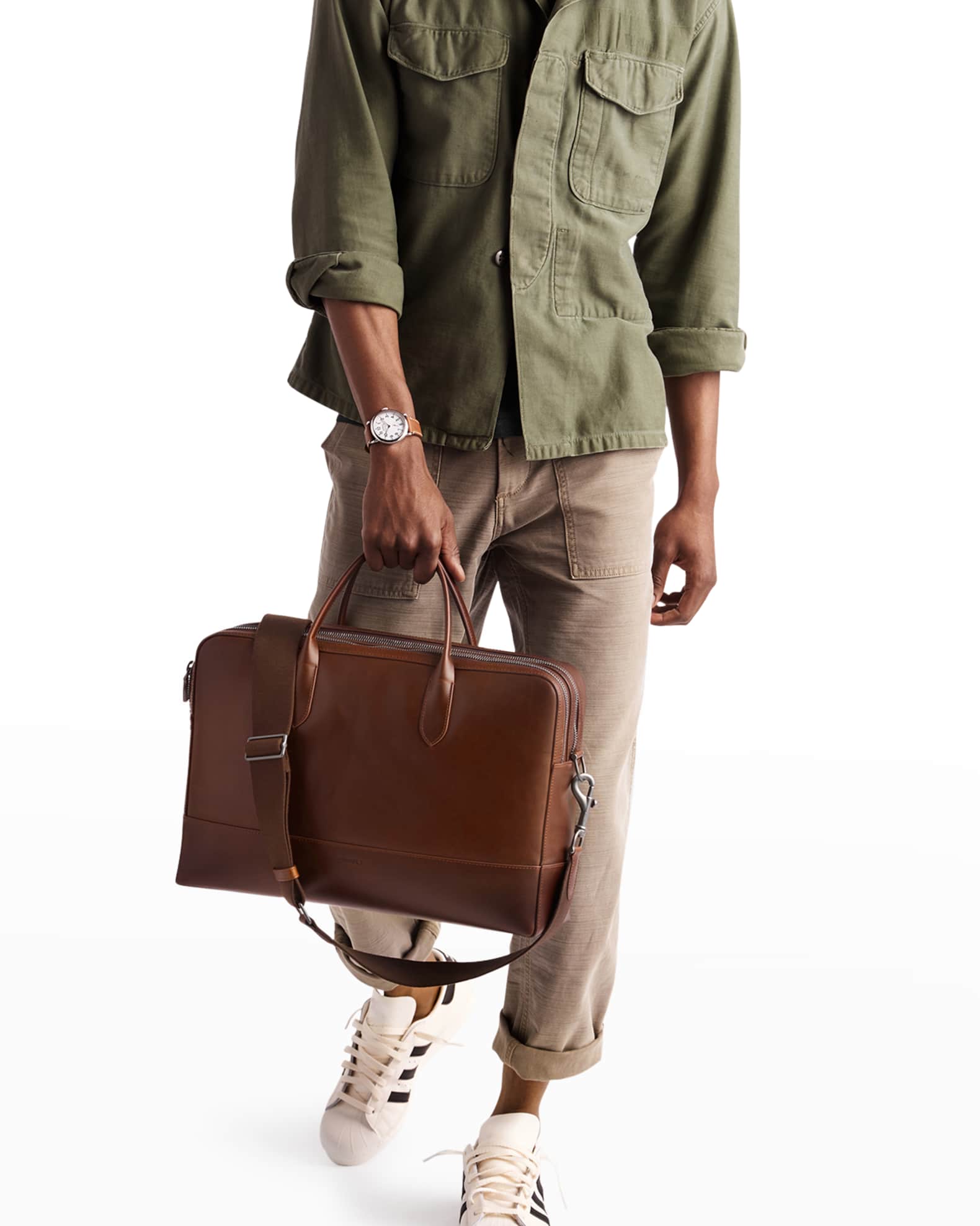 Shinola Men's Canfield 36Hour Navigator Leather Briefcase Neiman Marcus