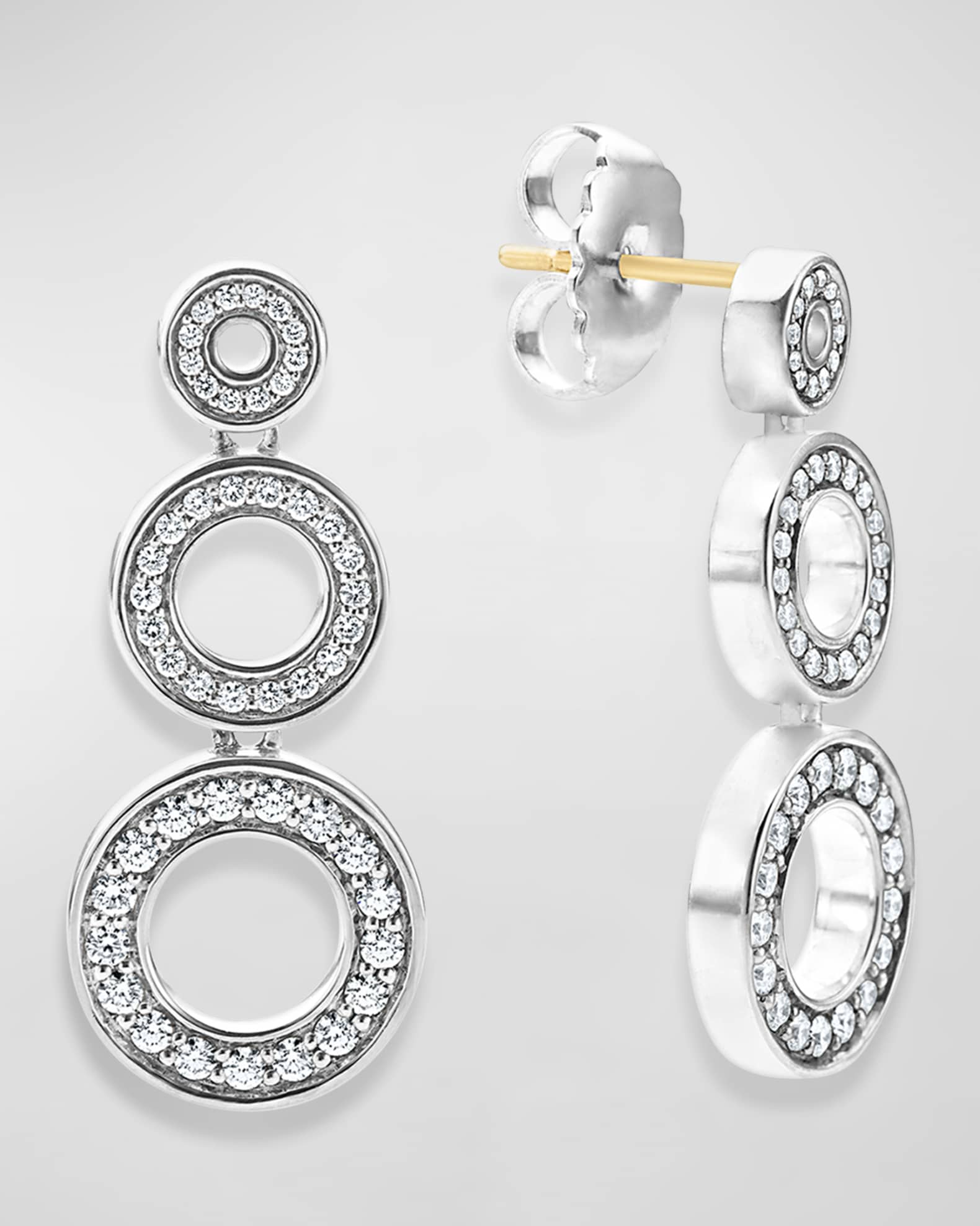 LAGOS Caviar Spark Diamond Graduated 3 Circle Drop Earrings Neiman Marcus