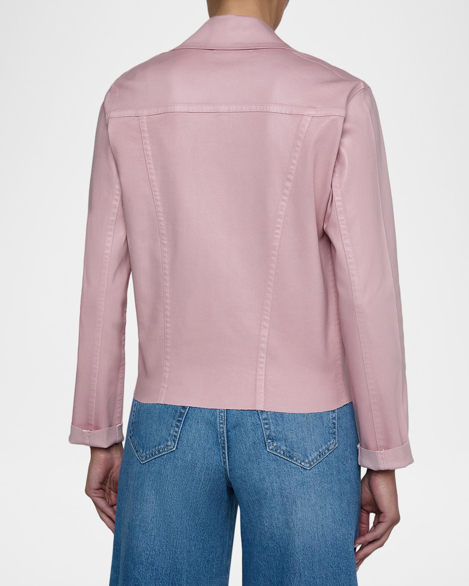 L'AGENCE Janelle Slim Coated Denim Jacket | Neiman Marcus
