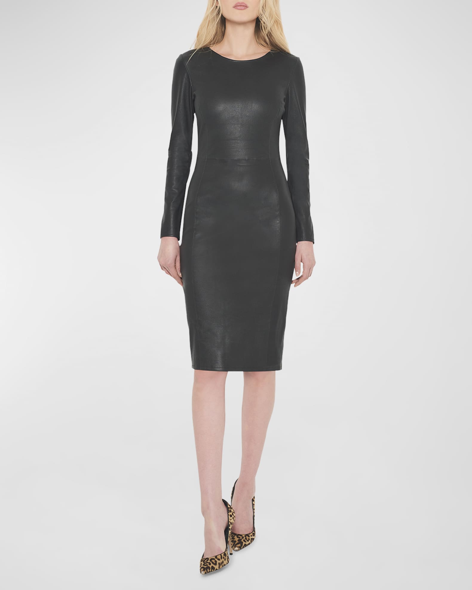Mrs. Smith Stretch Leather Knee-Length Dress 1
