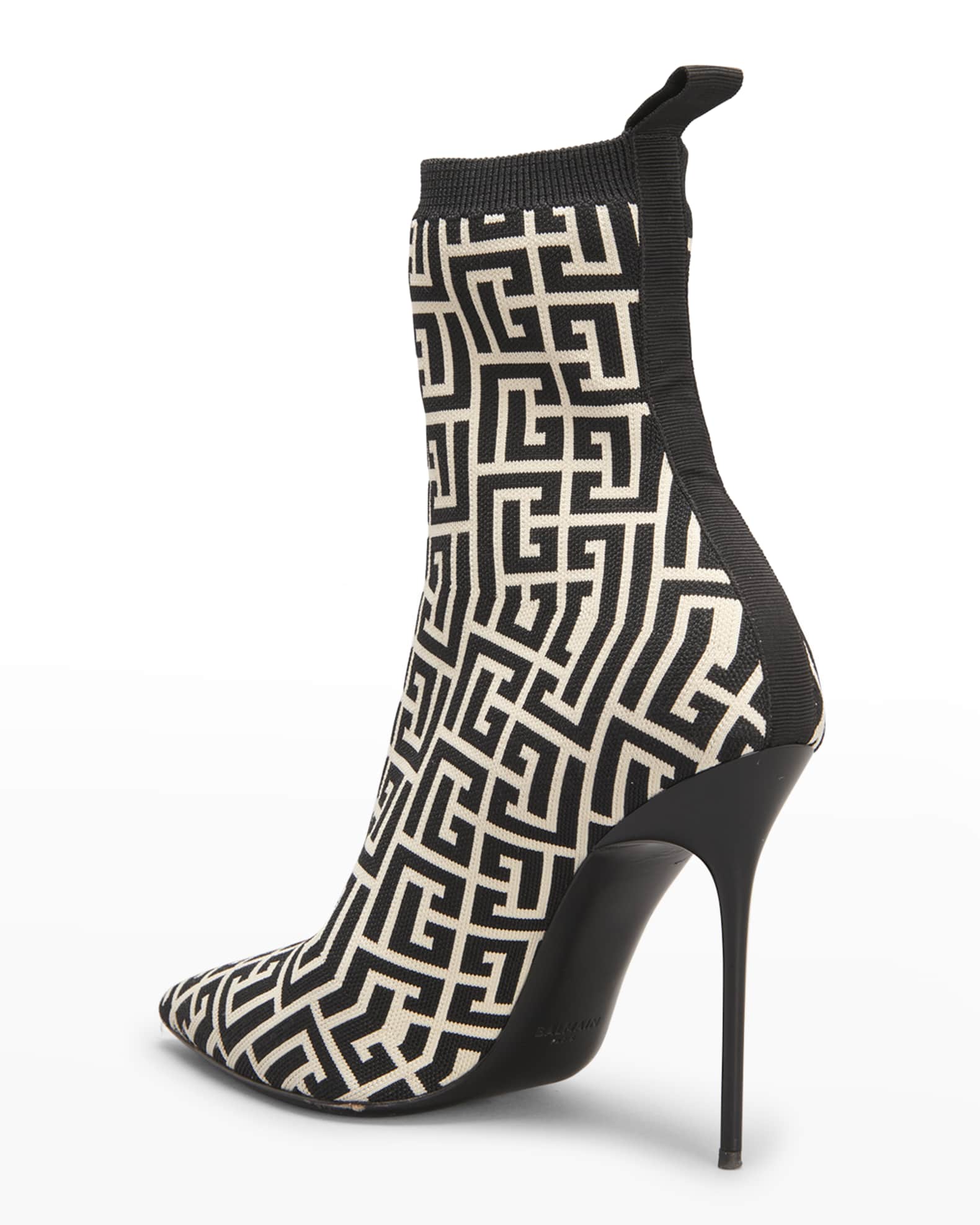 Balmain Skye Monogram Knit Stiletto Booties | Neiman Marcus