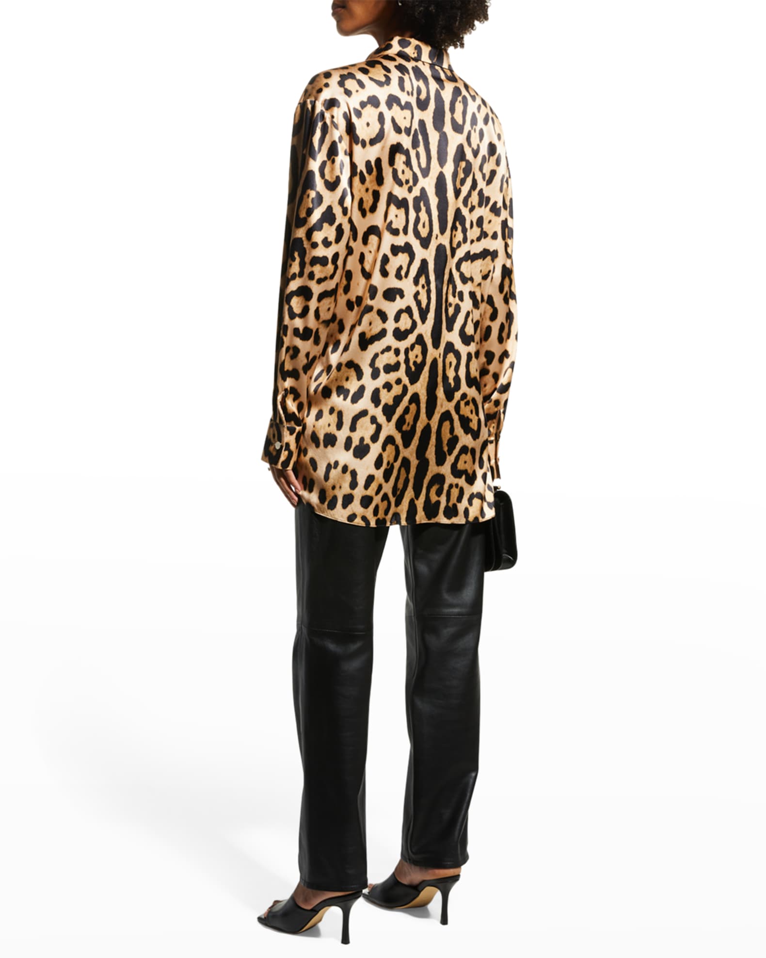 SER.O.YA Evan Silk Button-Front Cheetah Shirt | Neiman Marcus