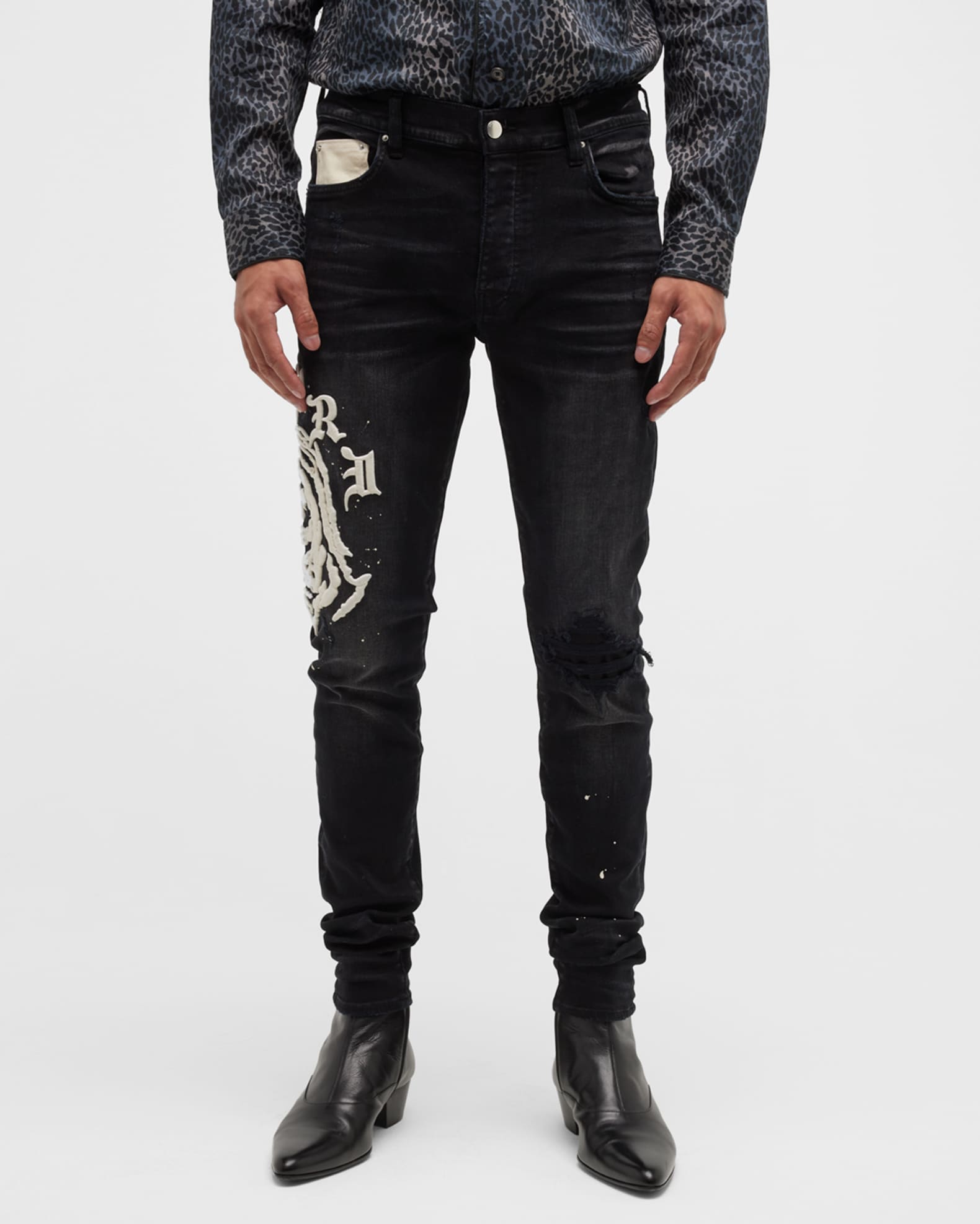 Amiri x Wes Lang Men's Reaper Logo Jeans | Neiman Marcus