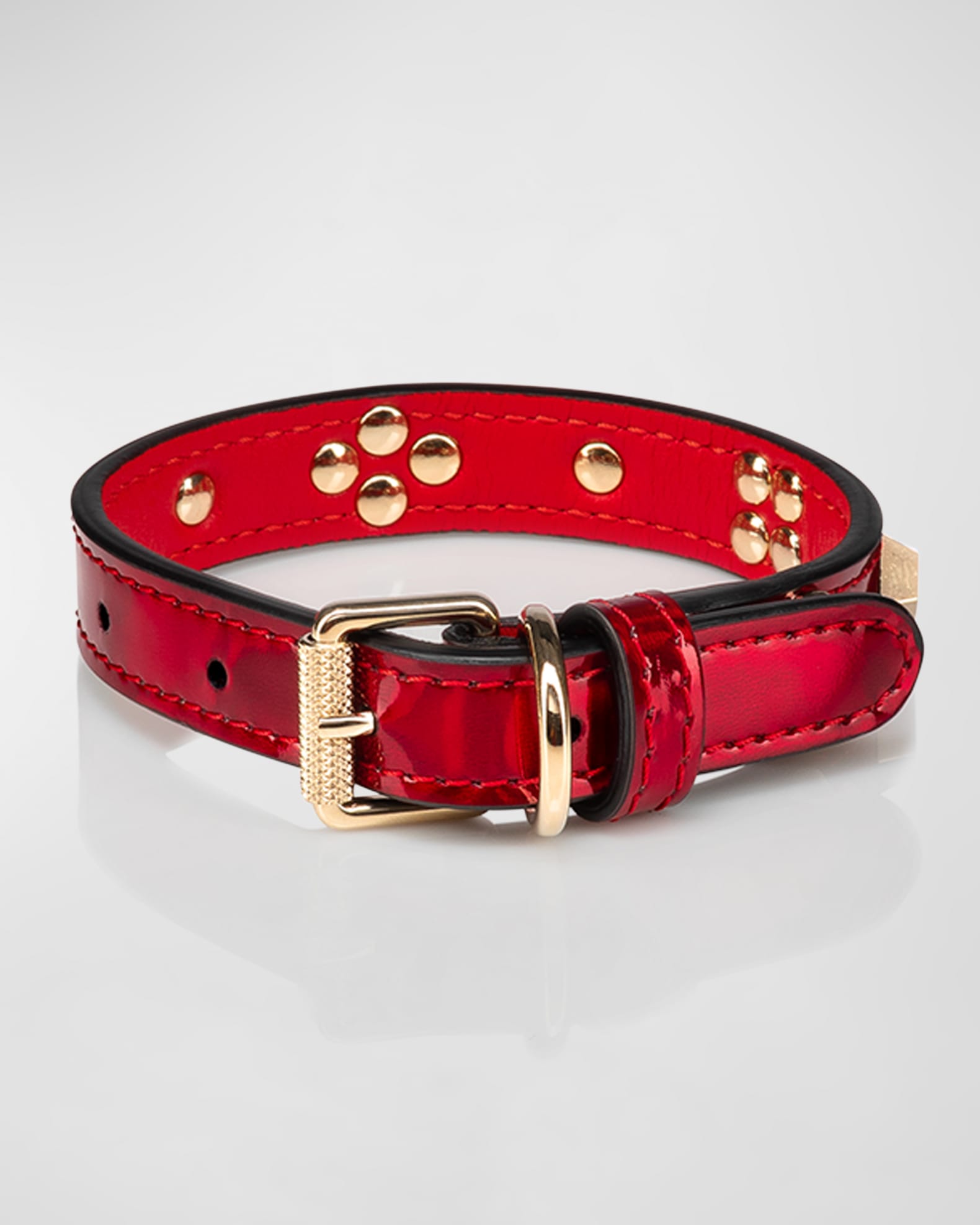 Mida Leather Collar in Red Patent