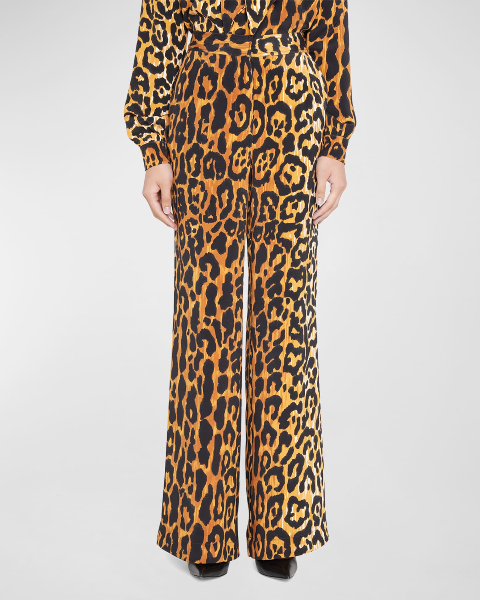 Libertine Leopardo High-Rise Wide-Leg Trousers | Neiman Marcus