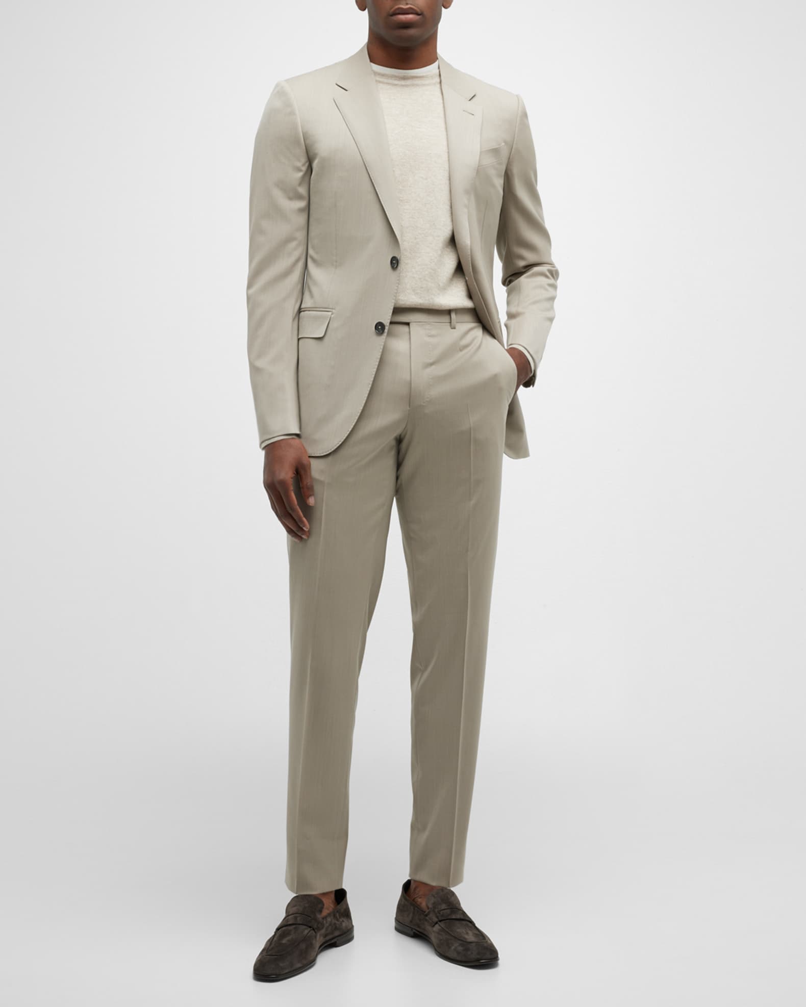 ZEGNA Men's Solid Wool Twill | Neiman Marcus