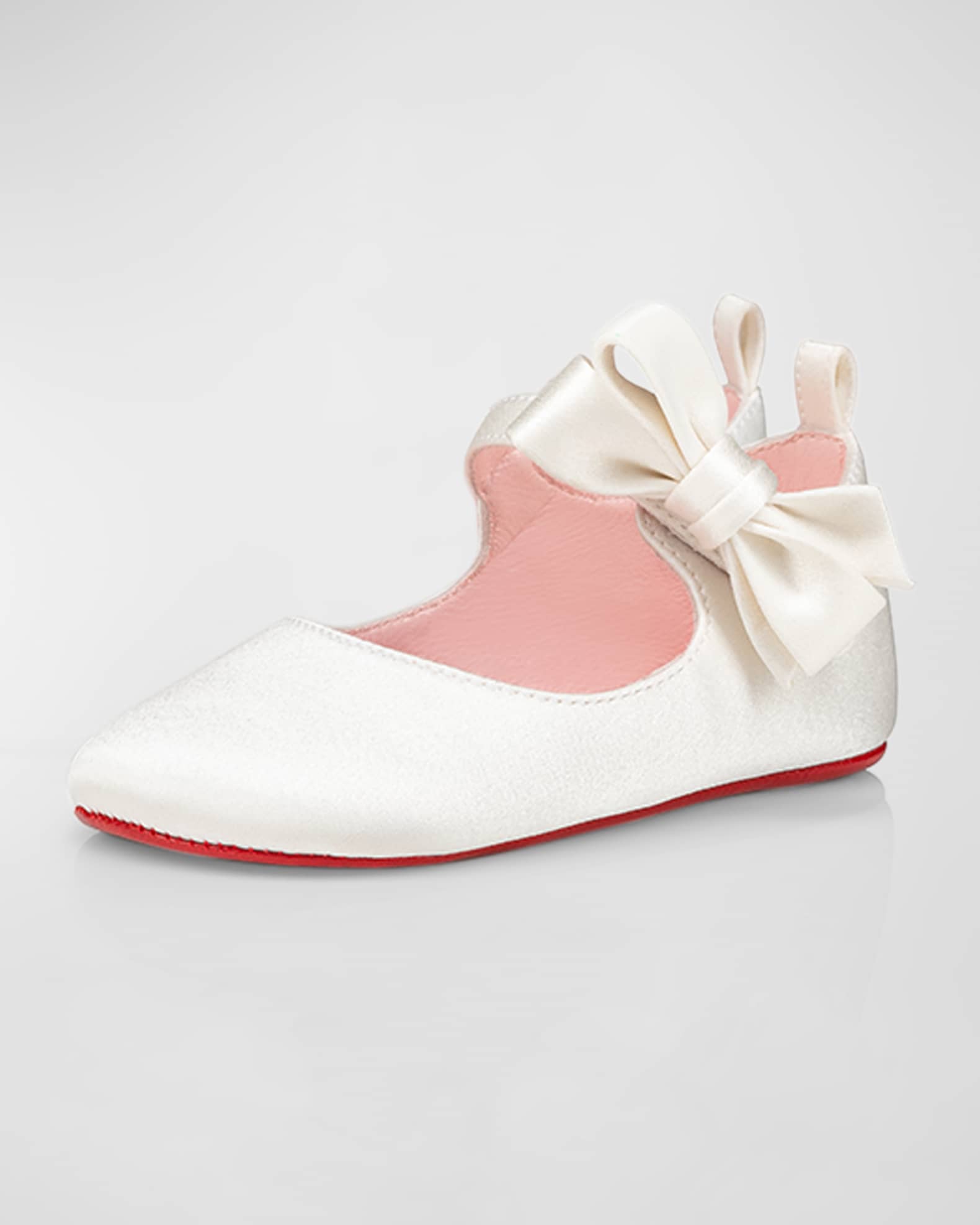 Christian Louboutin Girl s Lou Satin Bow Ballet Flats Baby Neiman Marcus