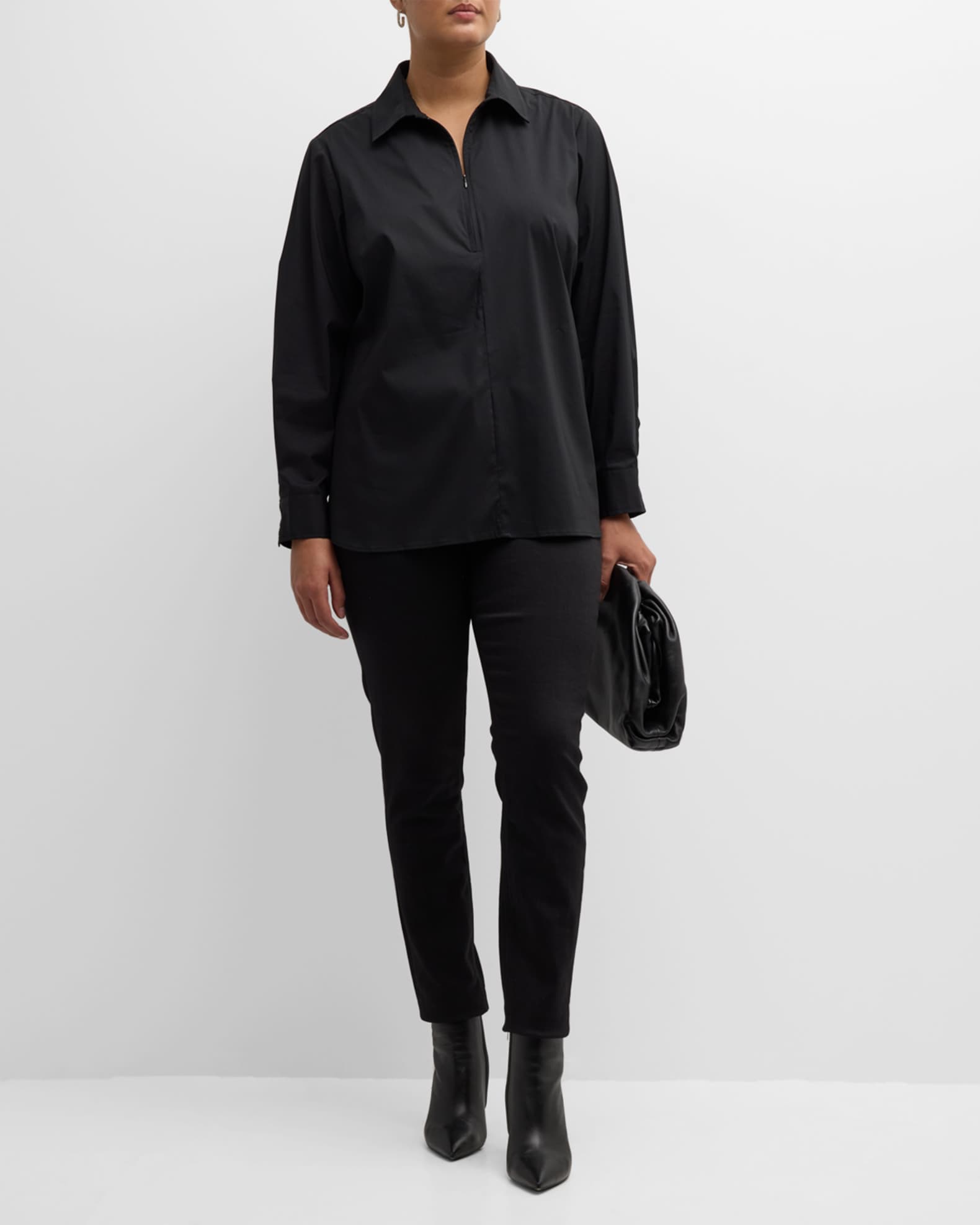 Finley Plus Size Endora Zip Front Poplin Top Neiman Marcus