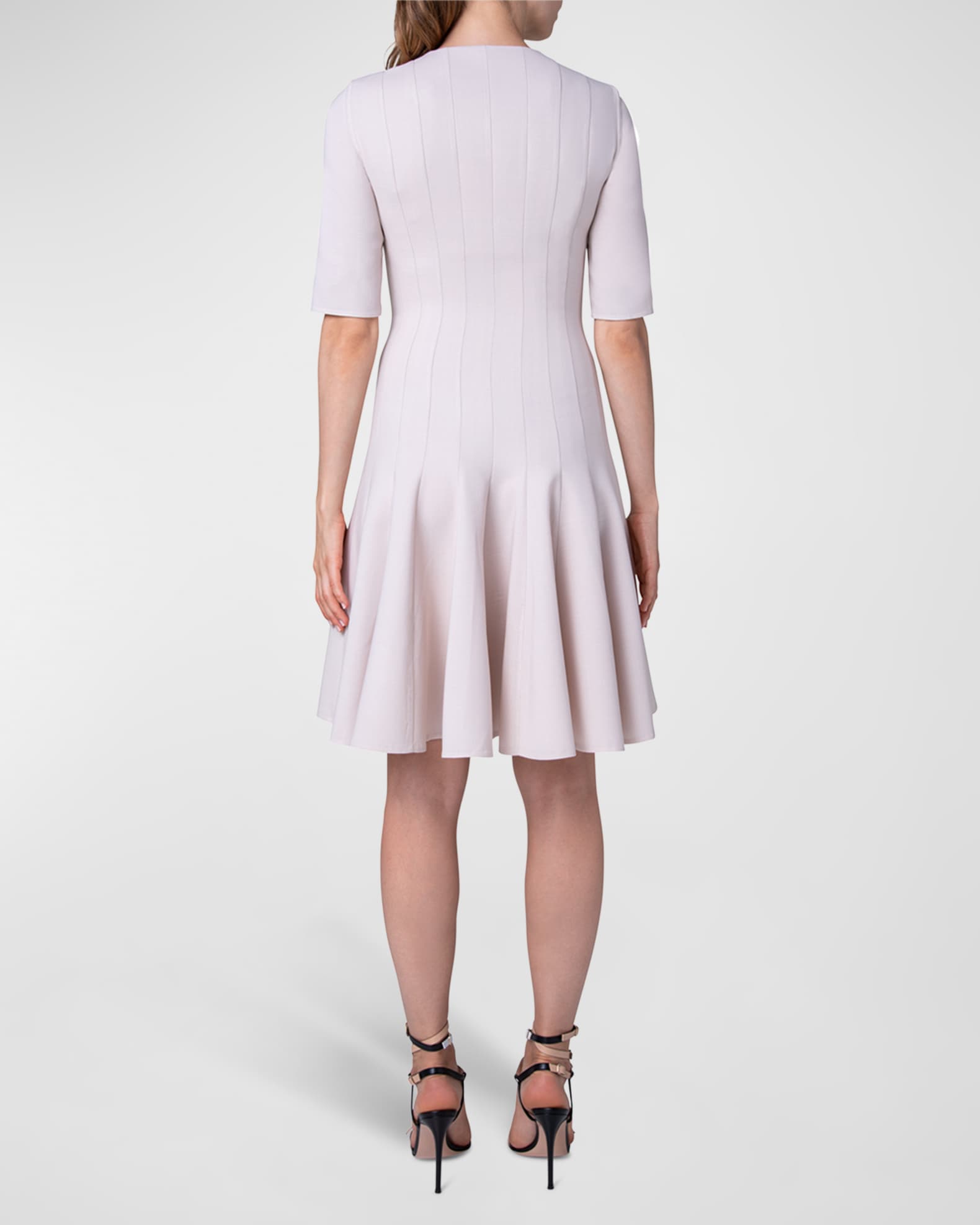 Akris Paneled ShortSleeve Fit&Flare Dress Neiman Marcus