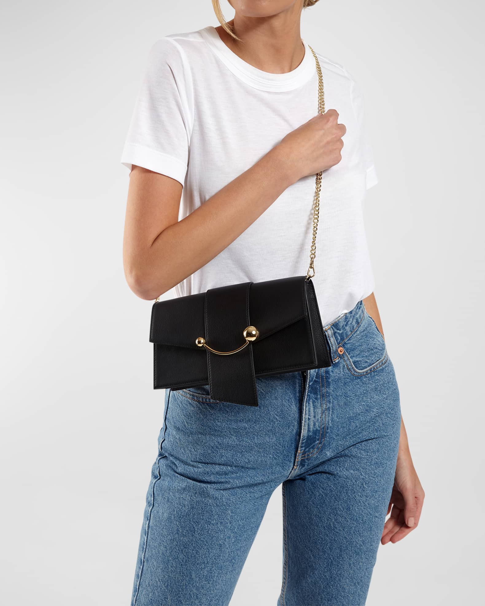 Strathberry Crescent Leather Shoulder Bag - Neutrals Shoulder Bags